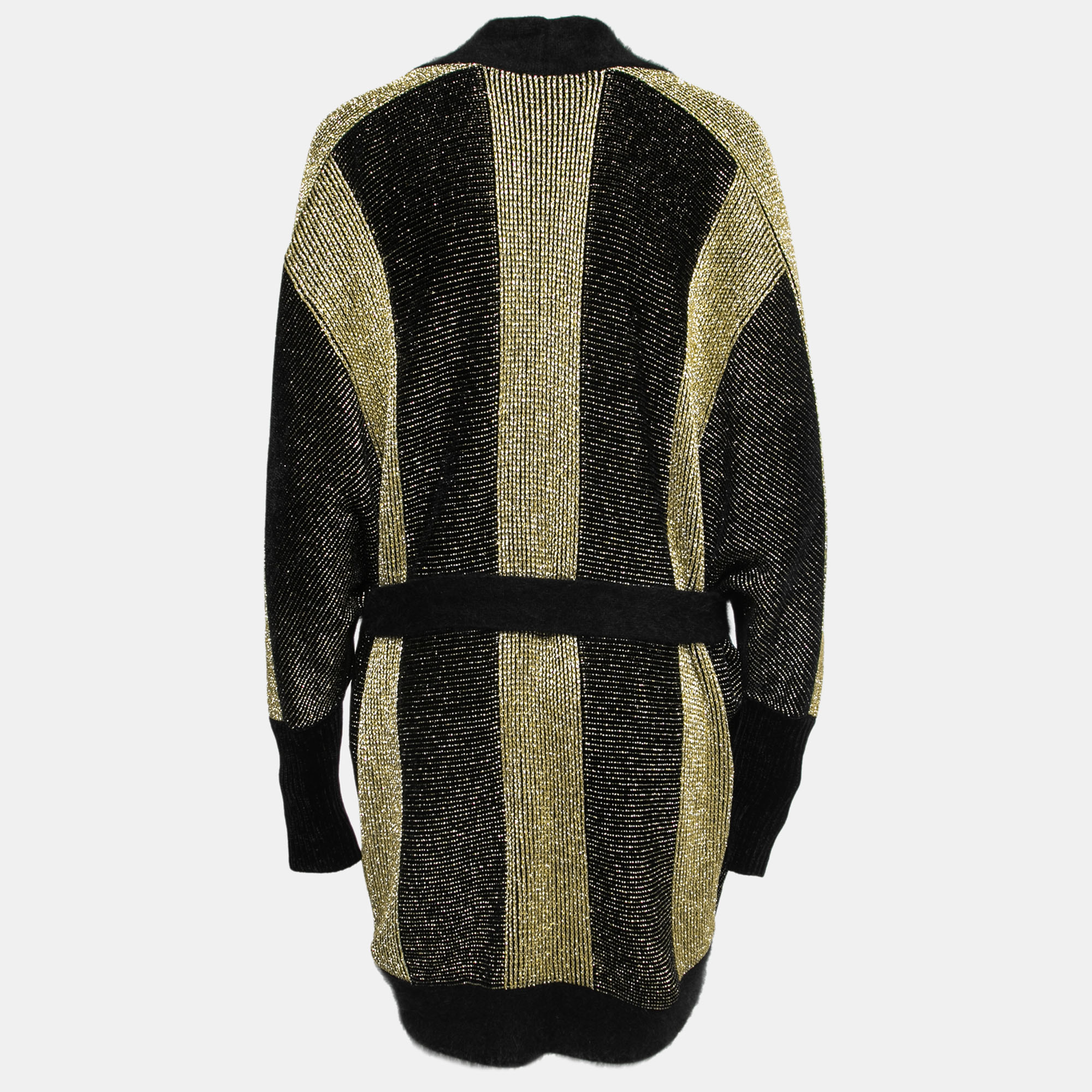 

Balmain Black Lurex Velvet Belted Cardigan