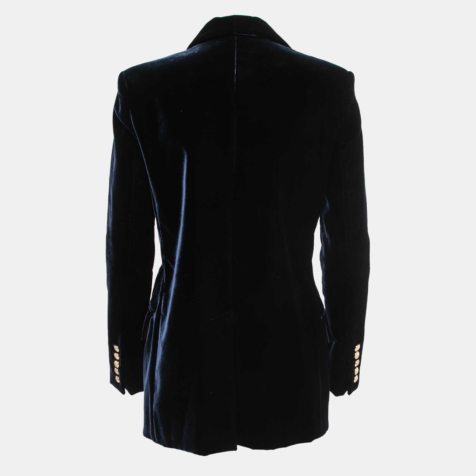 

Balmain Dark Blue Velvet Shawl Lapel Blazer