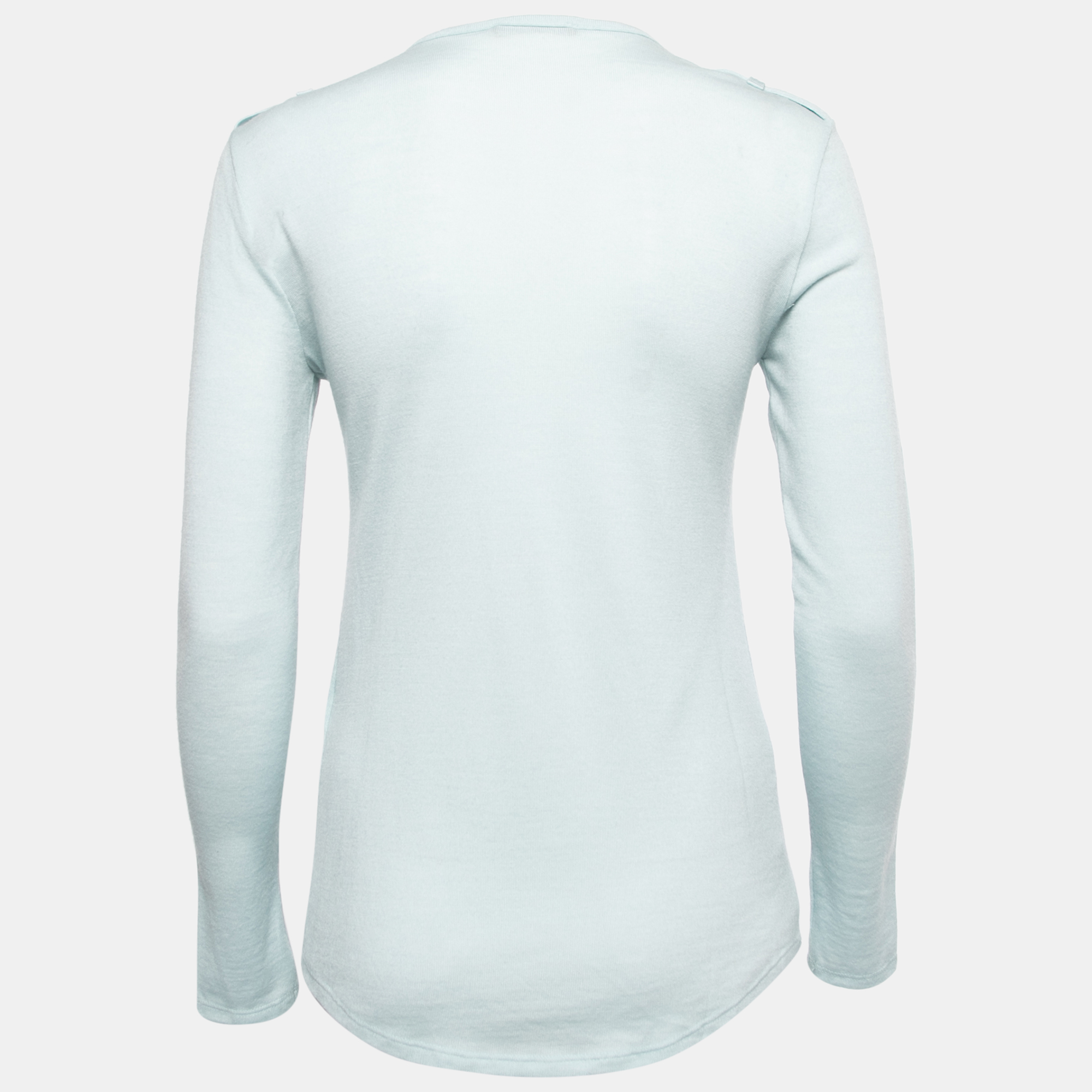 

Balmain Light Blue Knit Button Down Long Sleeve Top