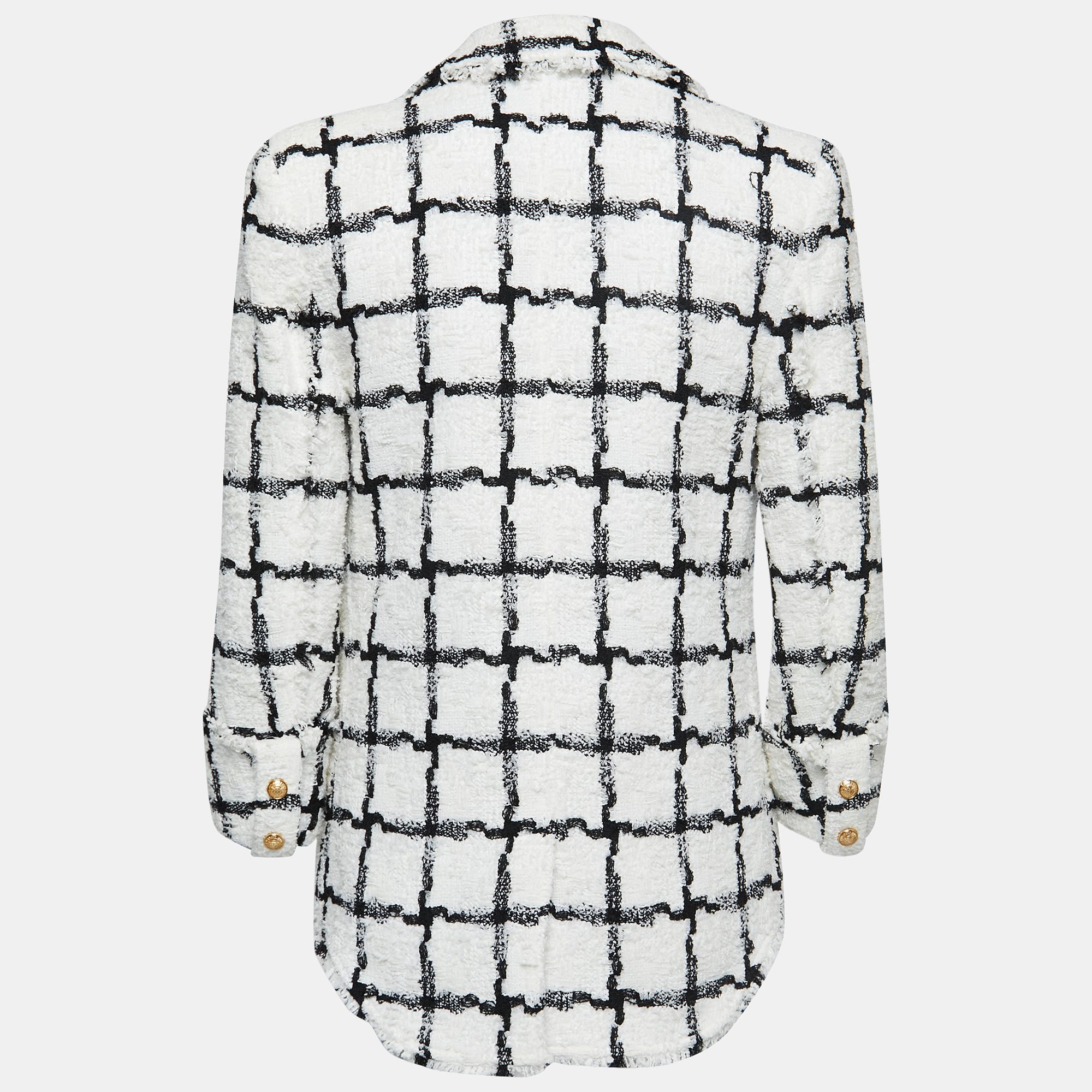 

Balmain White/Black Patterned Tweed Double Breasted Blazer