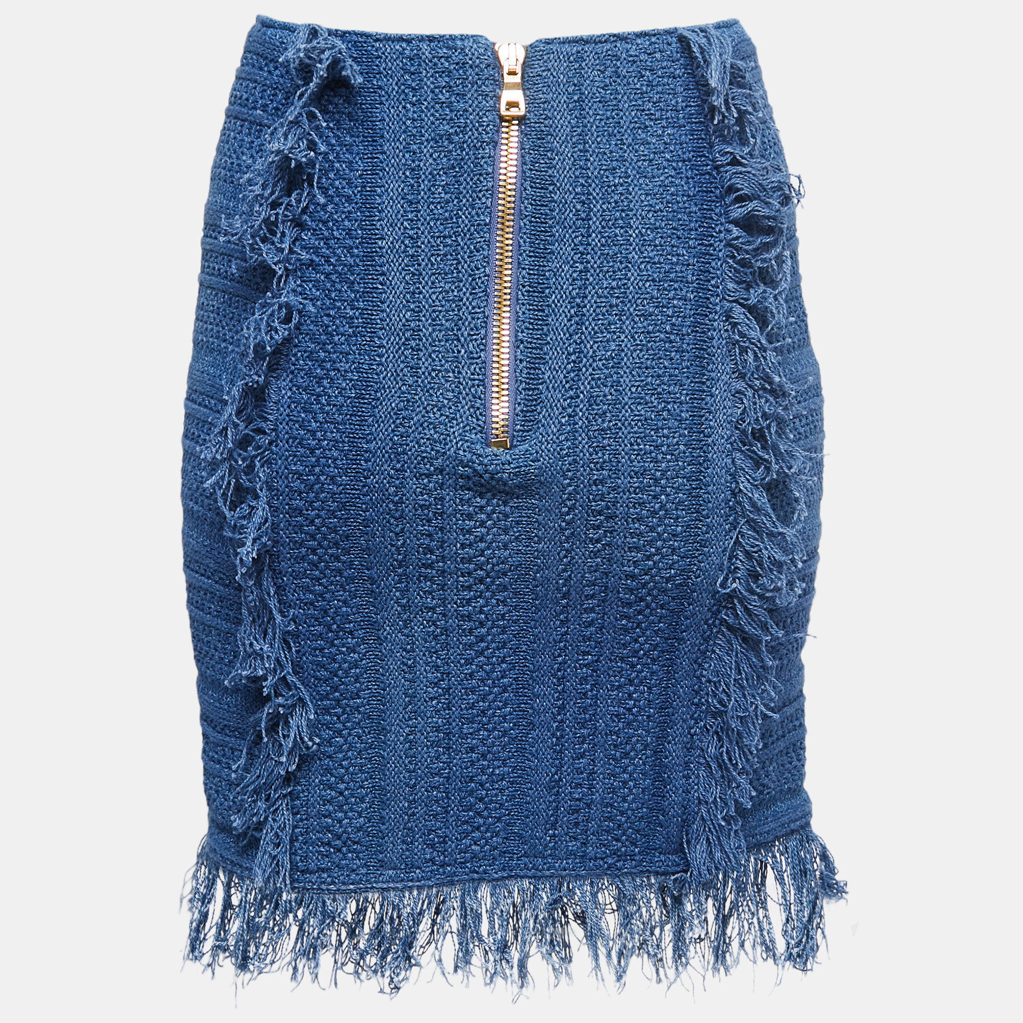 

Balmain Blue Knit Button Detailed Mini Skirt