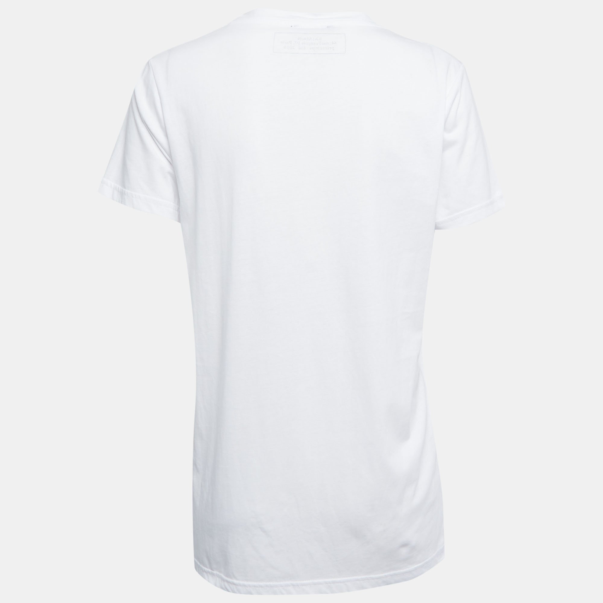 

Balmain White Printed Cotton Crew Neck Half Sleeve T-Shirt
