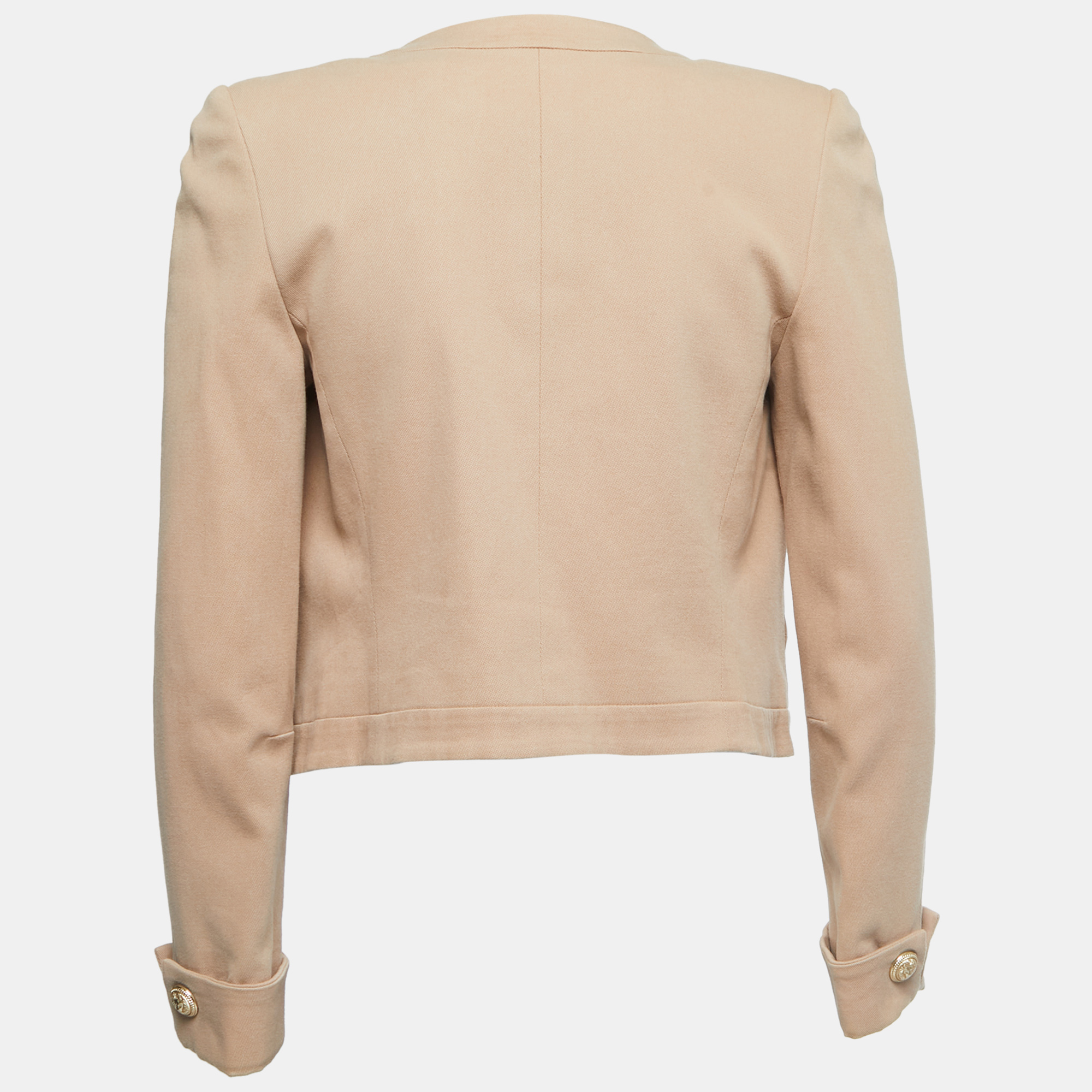 

Balmain Beige Cotton Open Front Button Detailed Jacket