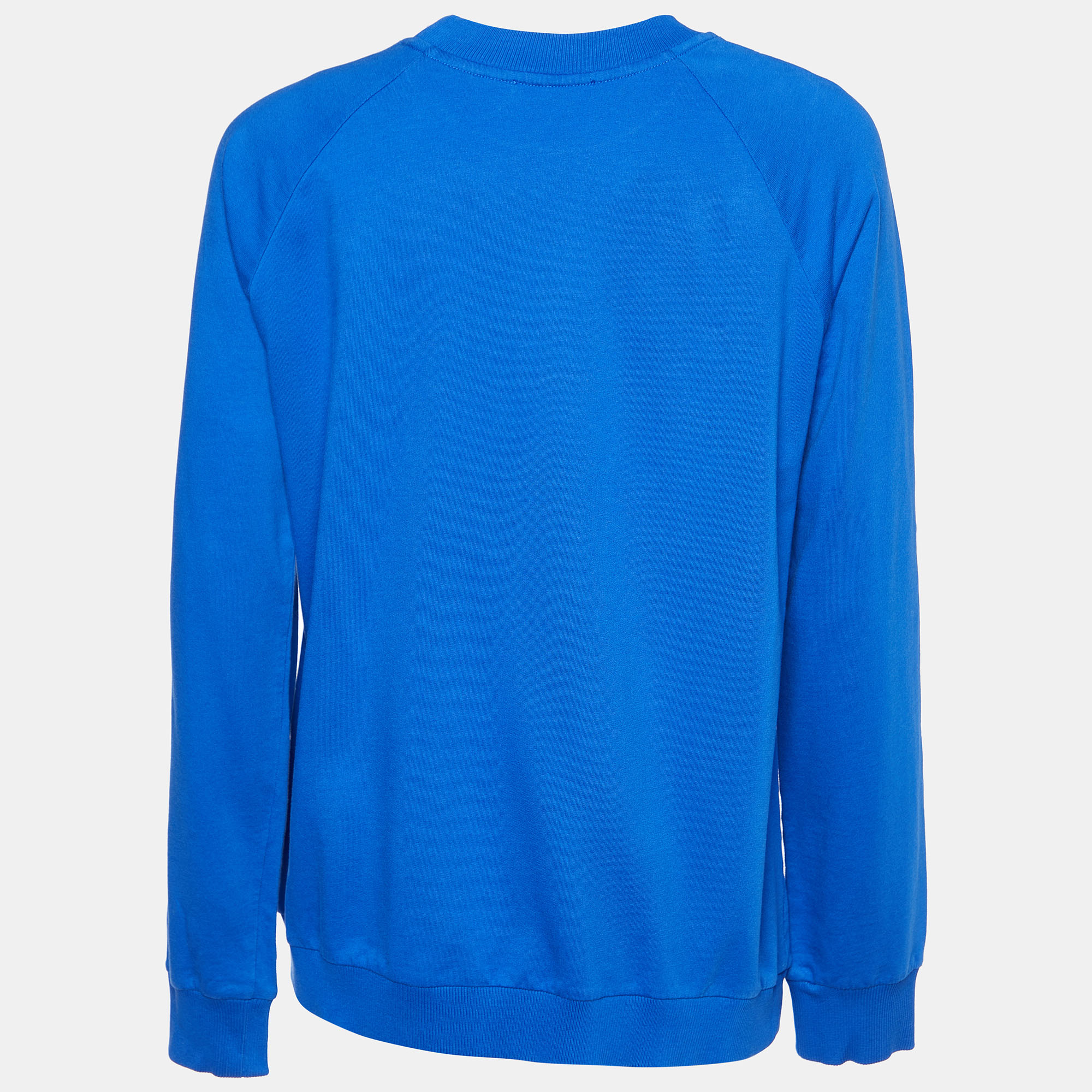 

Balmain Blue Logo Printed Cotton Knit Sweatshirt