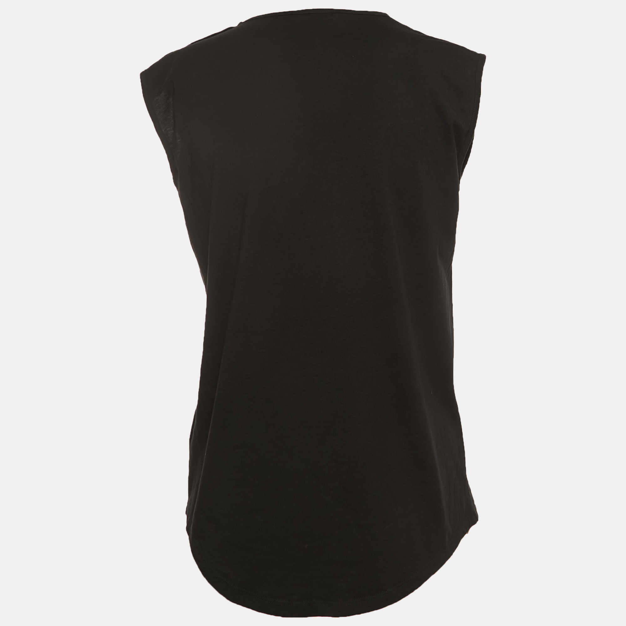 

Balmain Black Logo Print Cotton Sleeveless T-Shirt