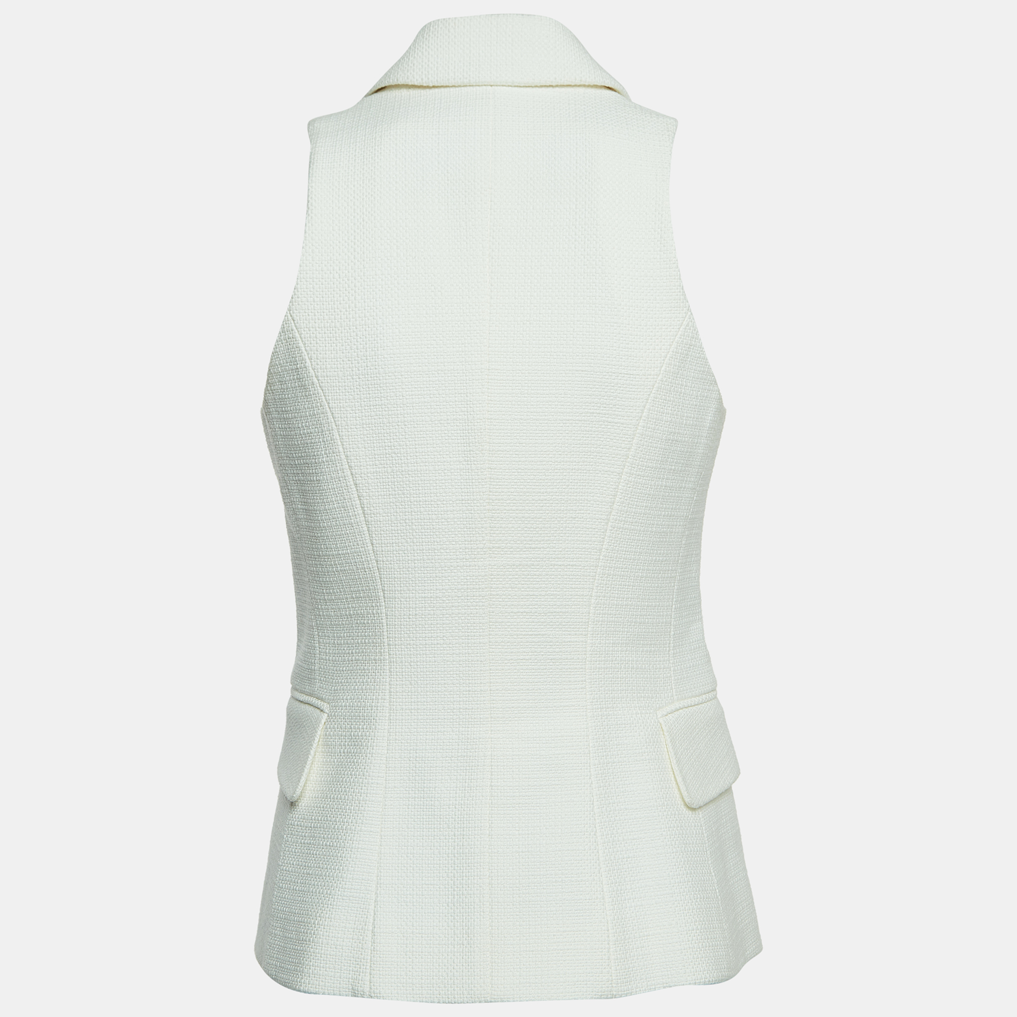

Balmain White Cotton Double Breasted Sleeveless Blazer