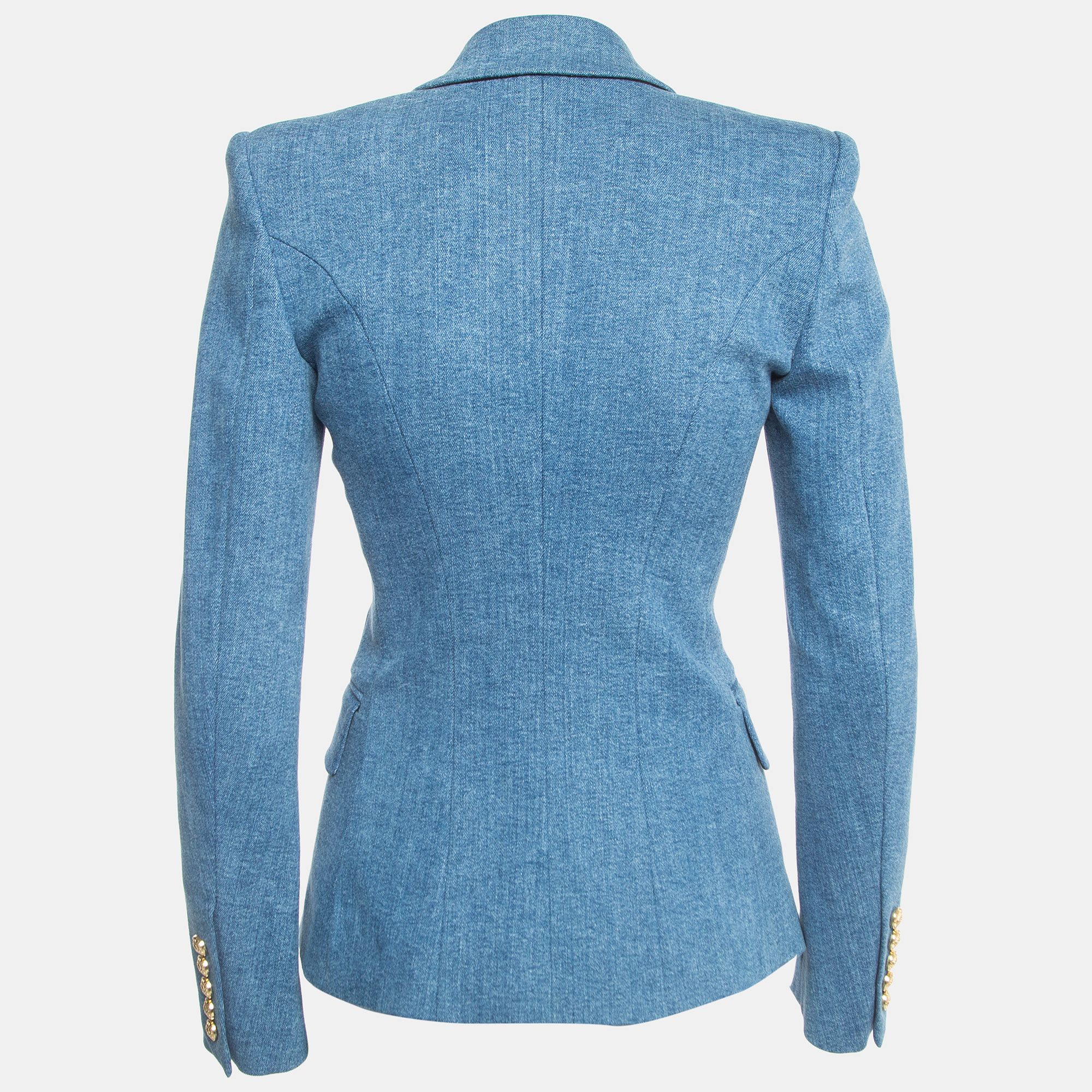 

Balmain Blue Denim Double Breasted Blazer
