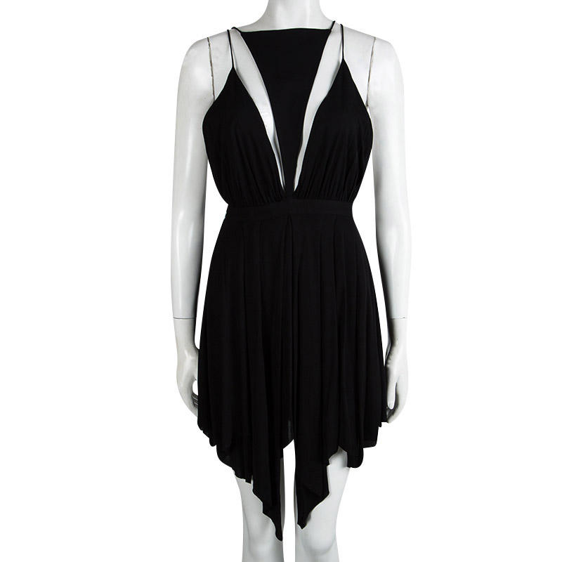 

Balmain Black Triangular Front Detail Sleeveless Dress
