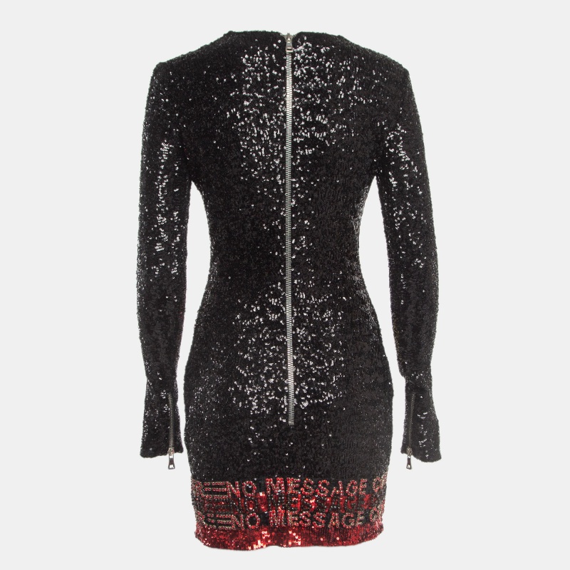 Balmain Black Multicolor Sequin Embellished Mini Dress M 