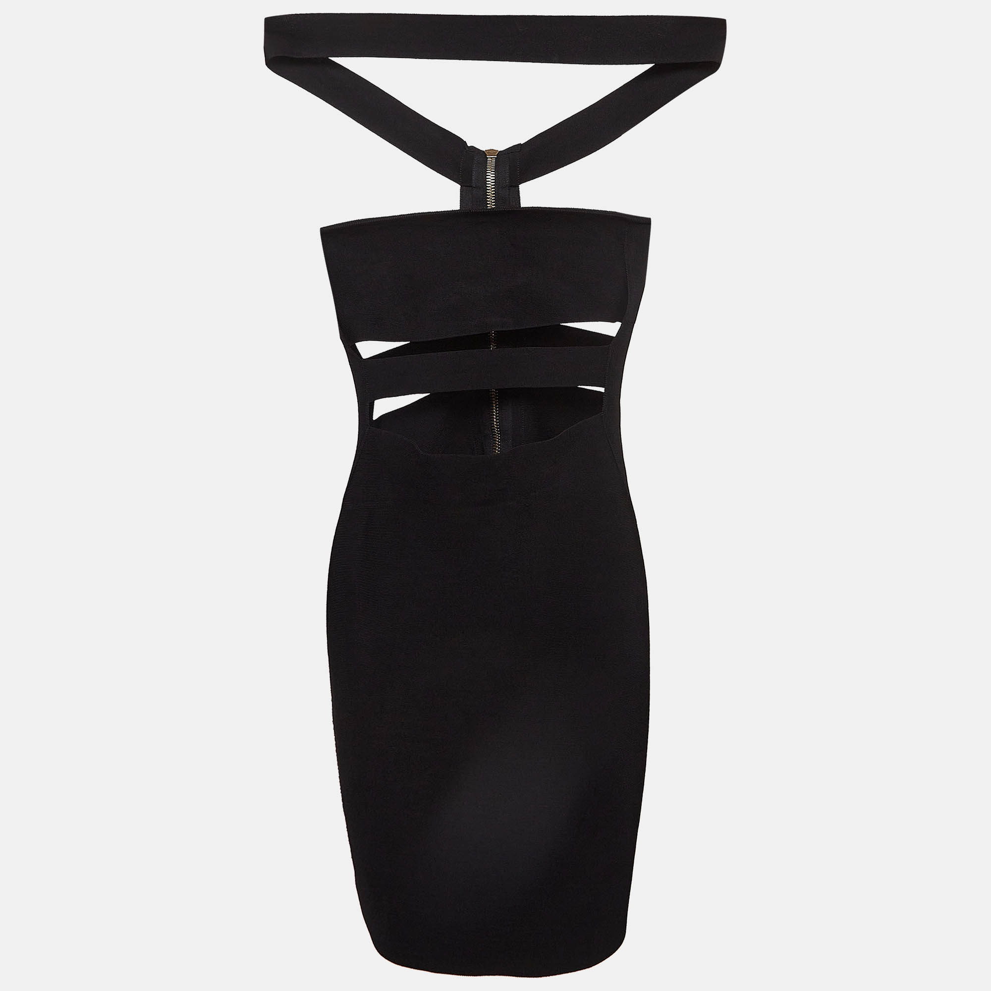 

Balmain Black Stretch Knit Cut-Out Bodycon Mini Dress S