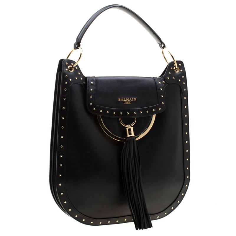 Balmain Black Studded Leather Domaine 33 Shoulder Bag Balmain | TLC