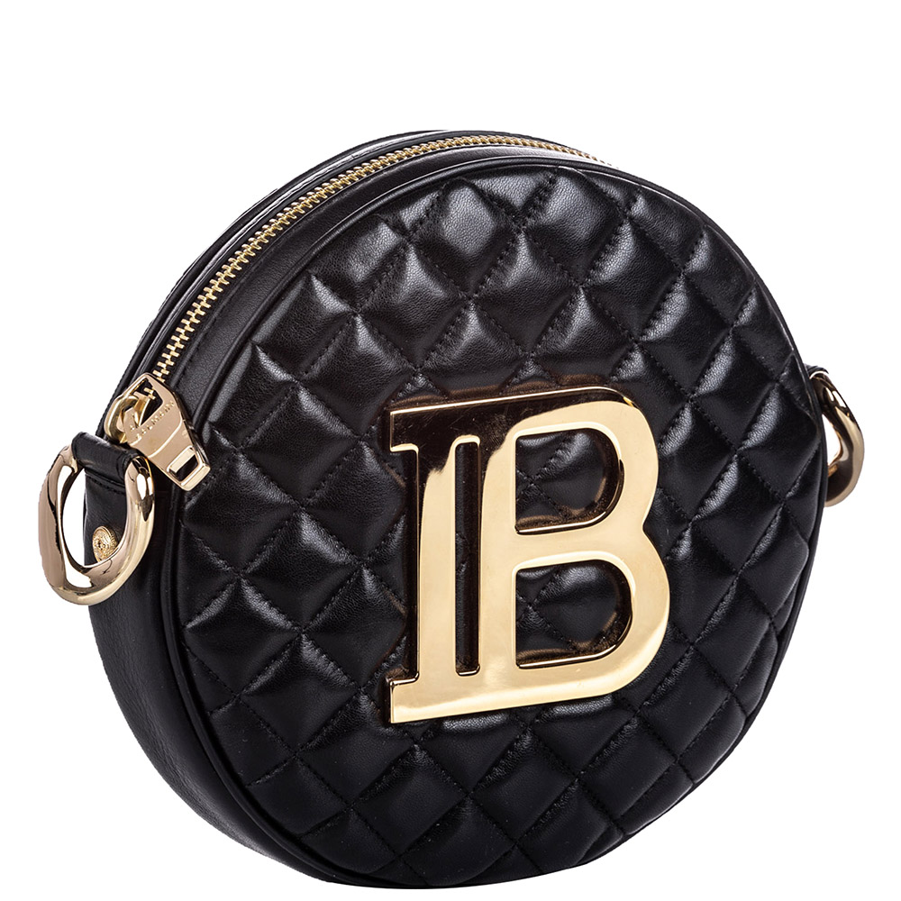 

Balmain Black Quilted Leather Disco Crossbody Bag