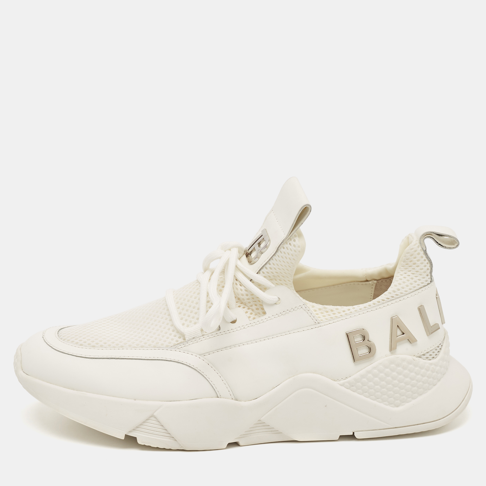 

Balmain White Leather and Mesh Lace Up Sneakers Size