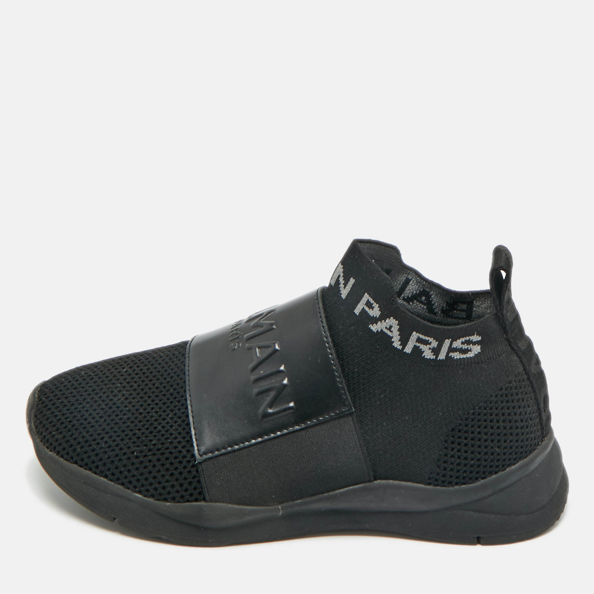 

Balmain Black Knit Fabric and Leather Cameron Sock High Top Sneakers Size