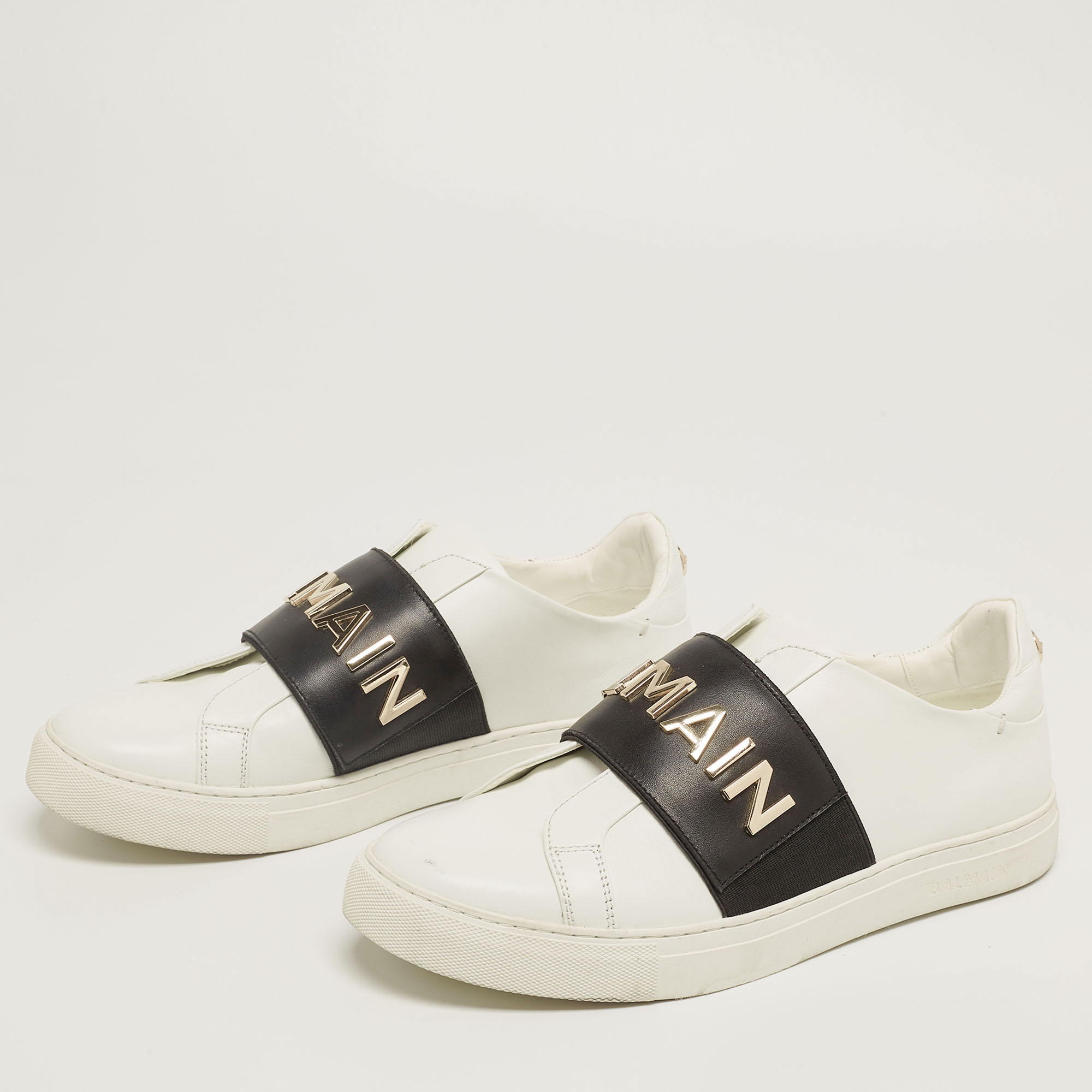 

Balmain White Leather Low Top Sneakers Size