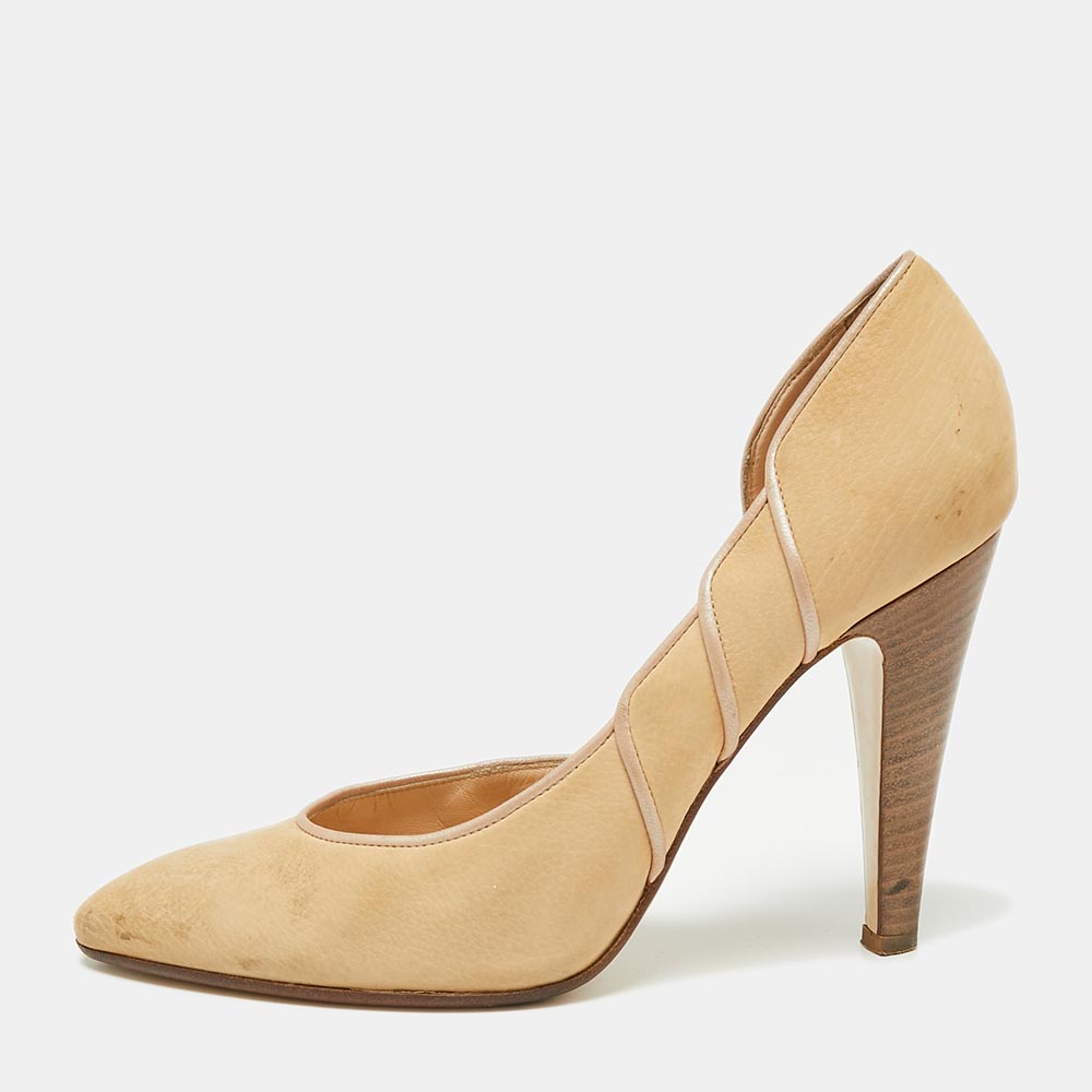 

Bally Light Brown Nubuck Leather D'orsay Pointed Toe Pumps Size