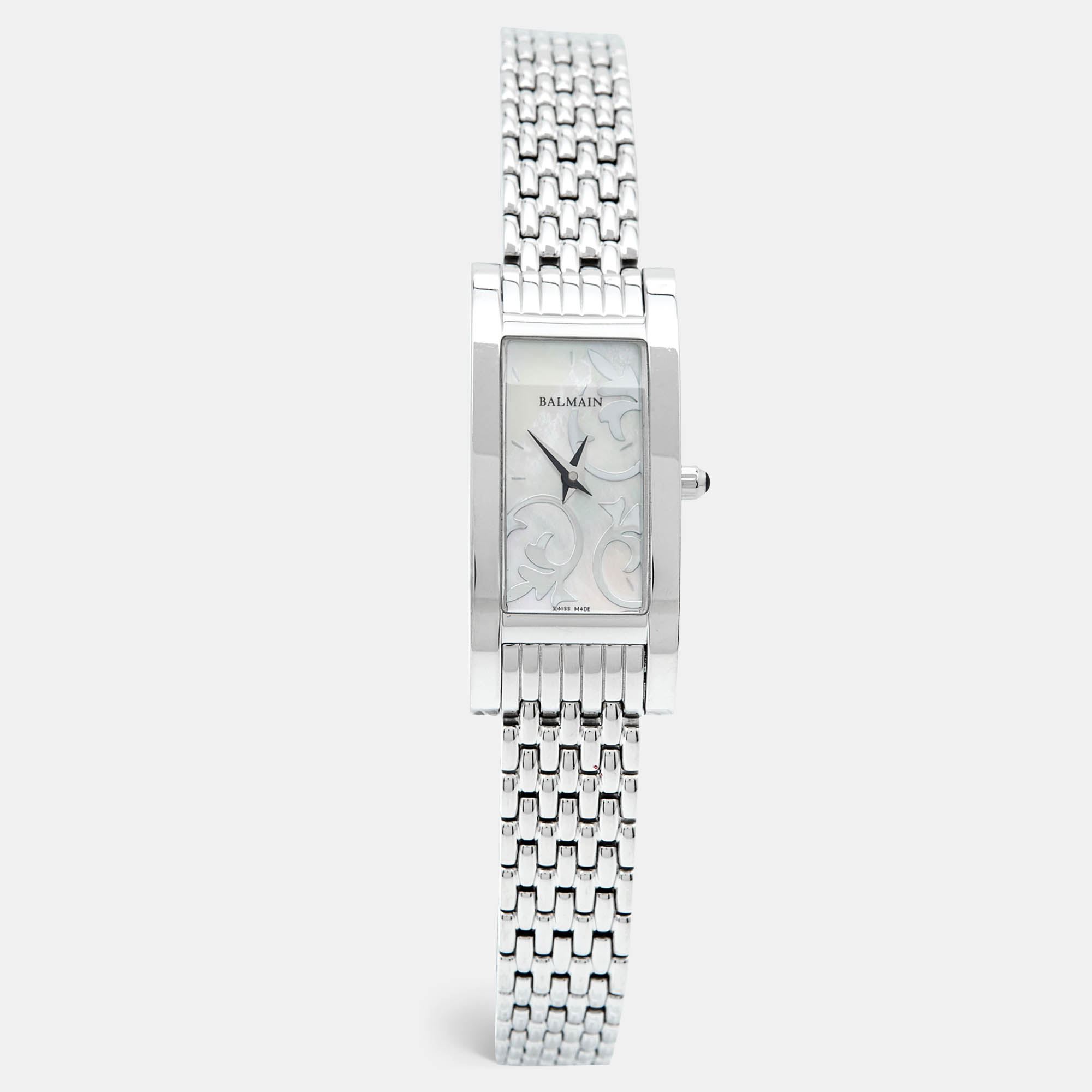 

Balmain White Mother Of Pearl Stainless Steel Miss Balmain, Silver