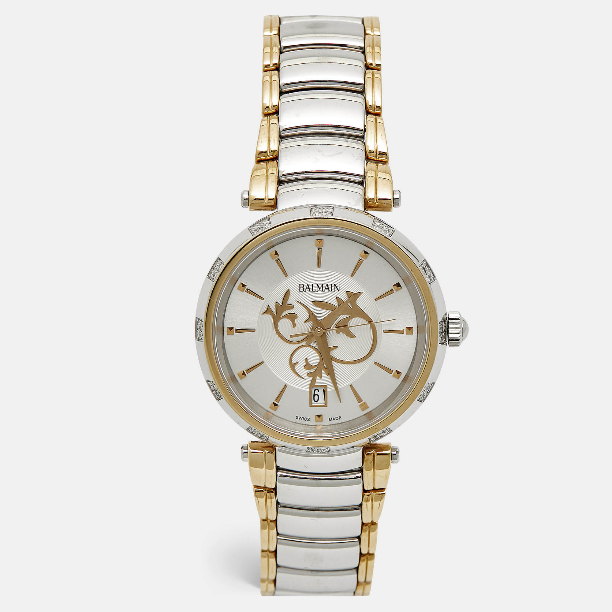 

Balmain Silver Dial Two Tone Stainless Steel Diamond Classica Lady Downtown, Gold