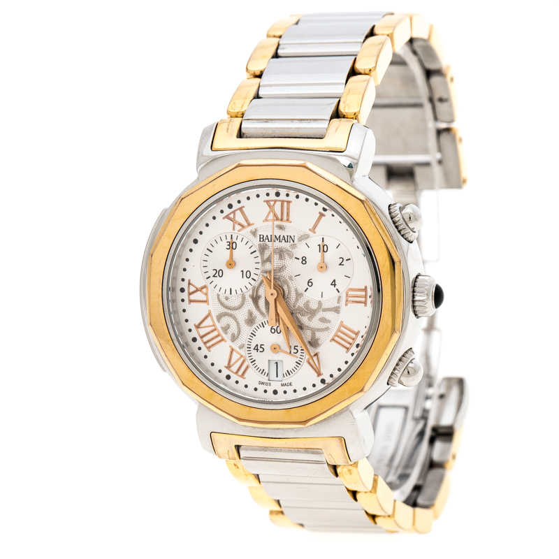 Balmain Silver White Stainless Steel And Rose Gold Plated Steel Madrigal Chrono Lady Sl 5898 Women's Wristwatch 35 MM