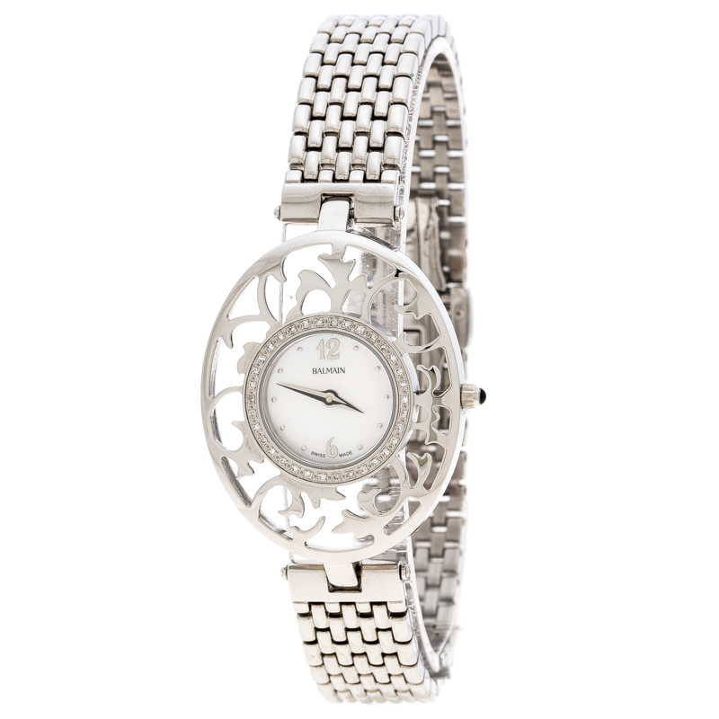 Pre Owned Balmain Mother of Pearl Stainless Steel 3075 Women's Wristwatch 32MM