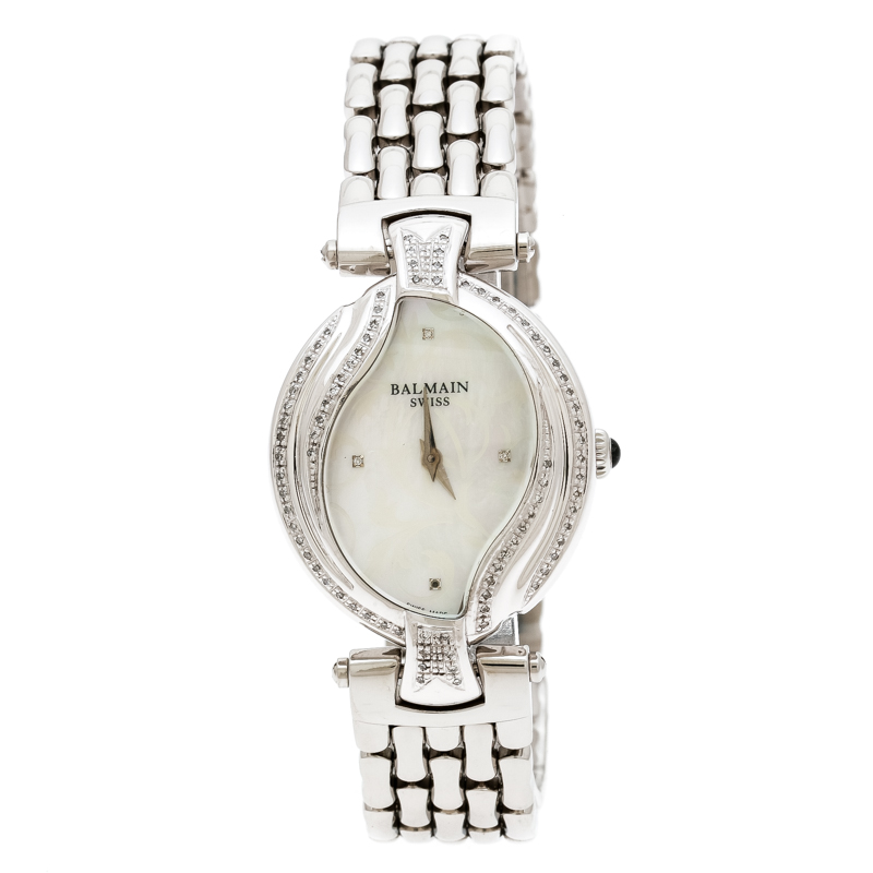 Balmain Mother of Pearl Stainless Steel Diamonds 5451 Women's Wristwatch 30 mm