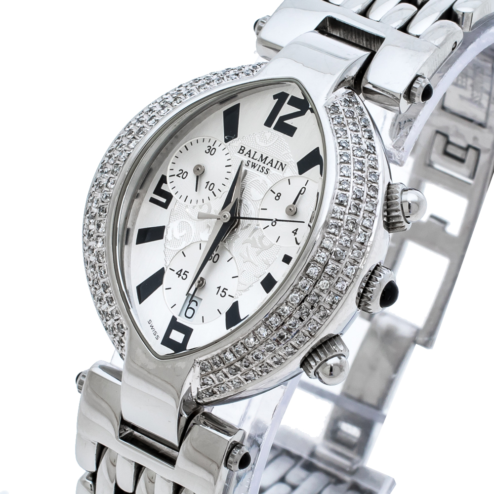 

Balmain Silver Stainless Steel and Diamond Excessive Chronograph
