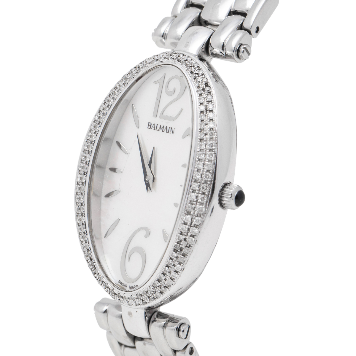 

Balmain Mother of Pearl Stainless Steel Diamonds Ovation Mini, White