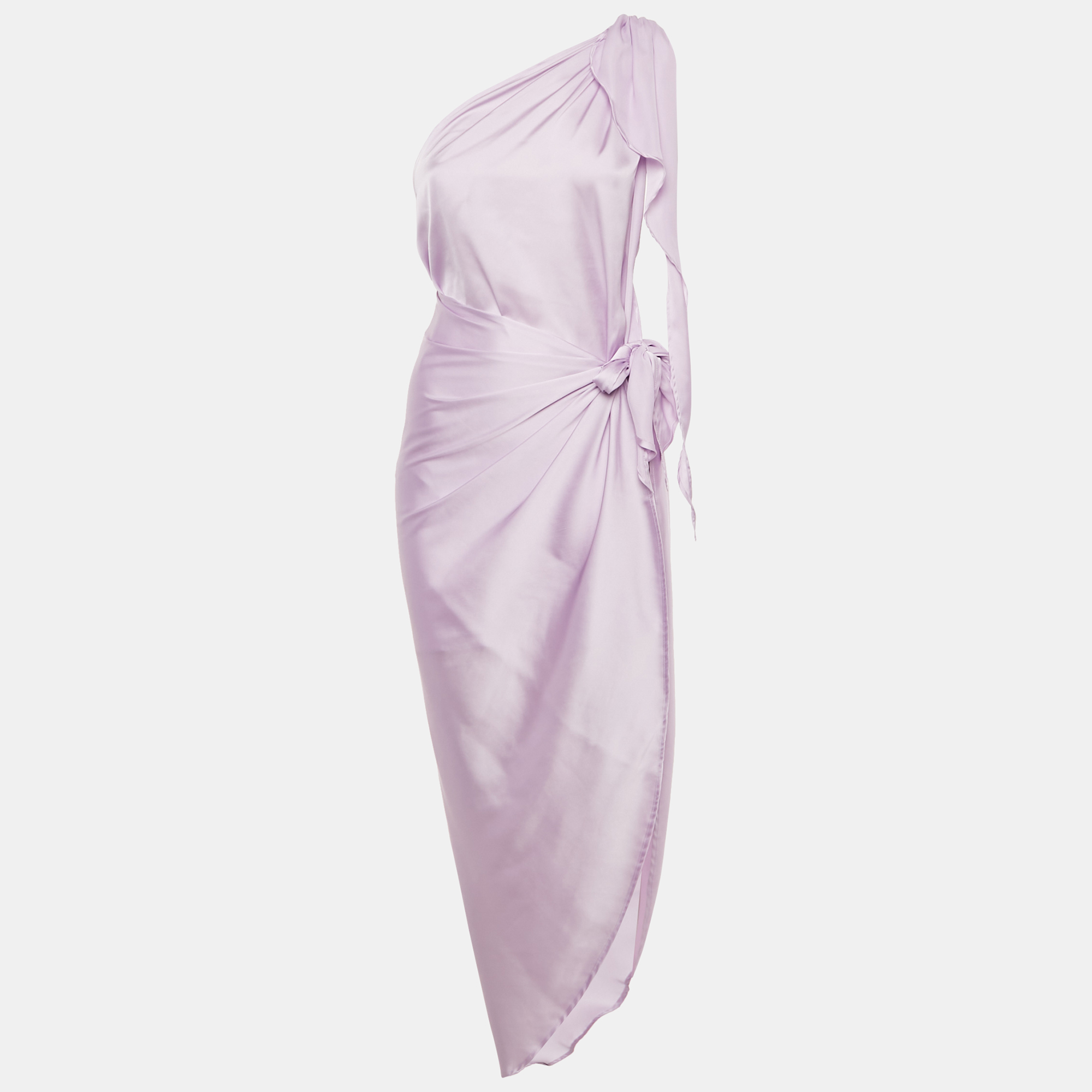 Baobab Lavender Satin One Shoulder Asymmetric Marea Maxi Dress XS