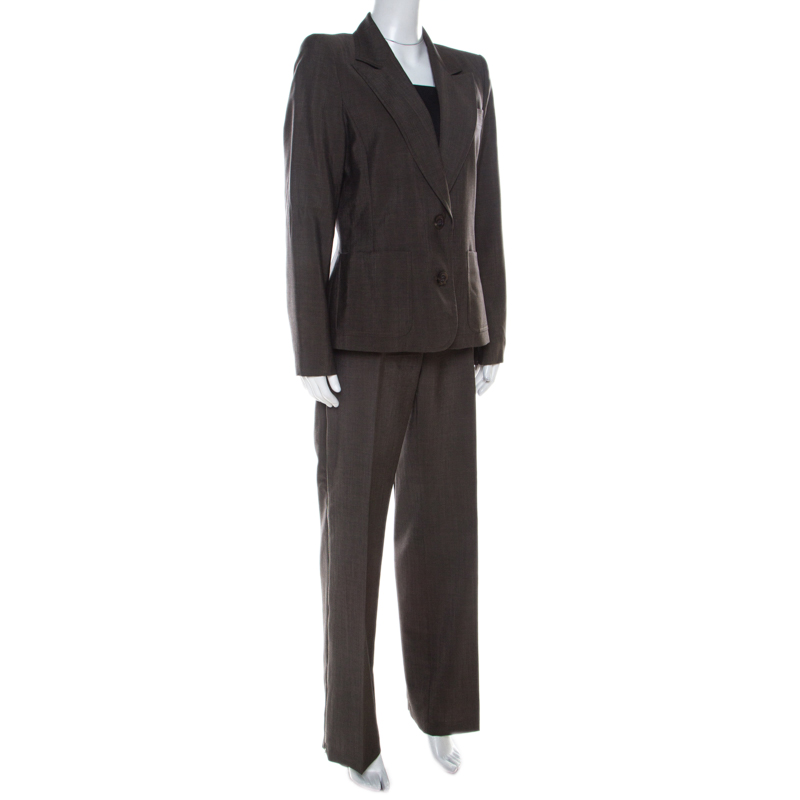 

Barbara Bui Brown Wool Blend Zip Detail Pant Suit