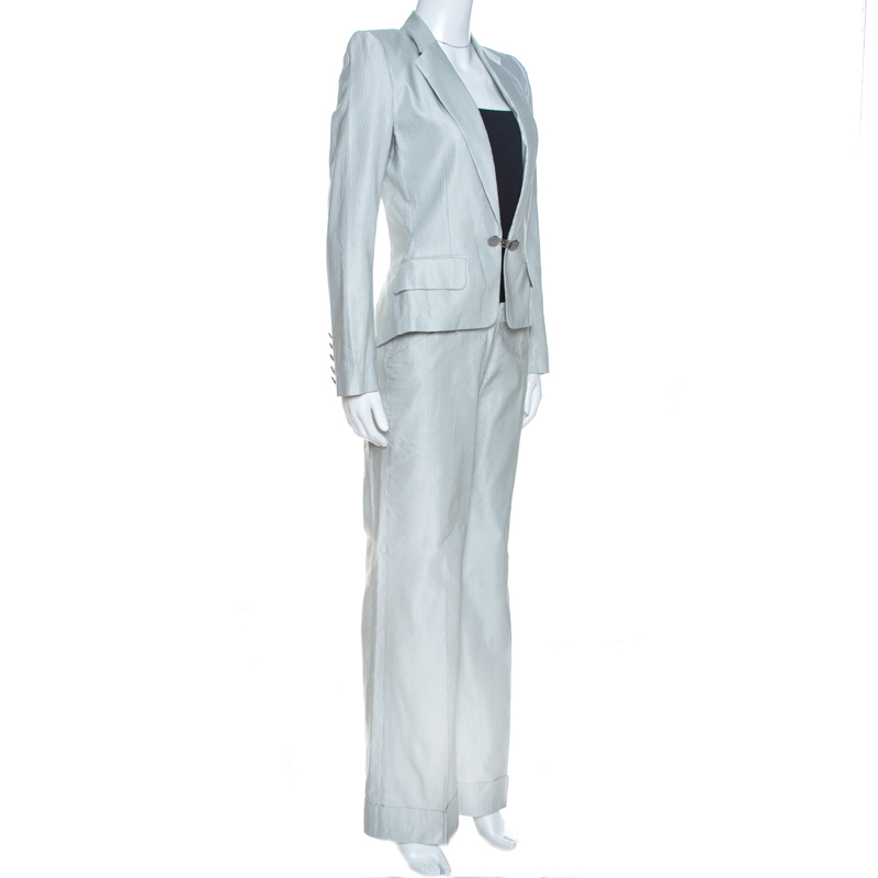 

Barbara Bui Pale Grey Linen Blend Pant Suit