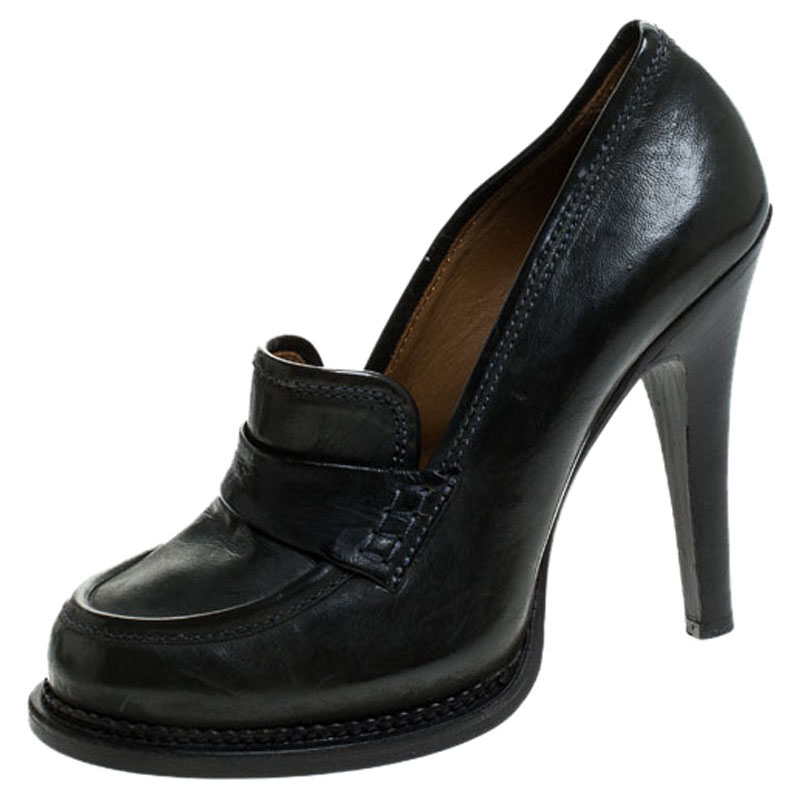 

Barbara Bui Black Leather Loafer Pumps Size