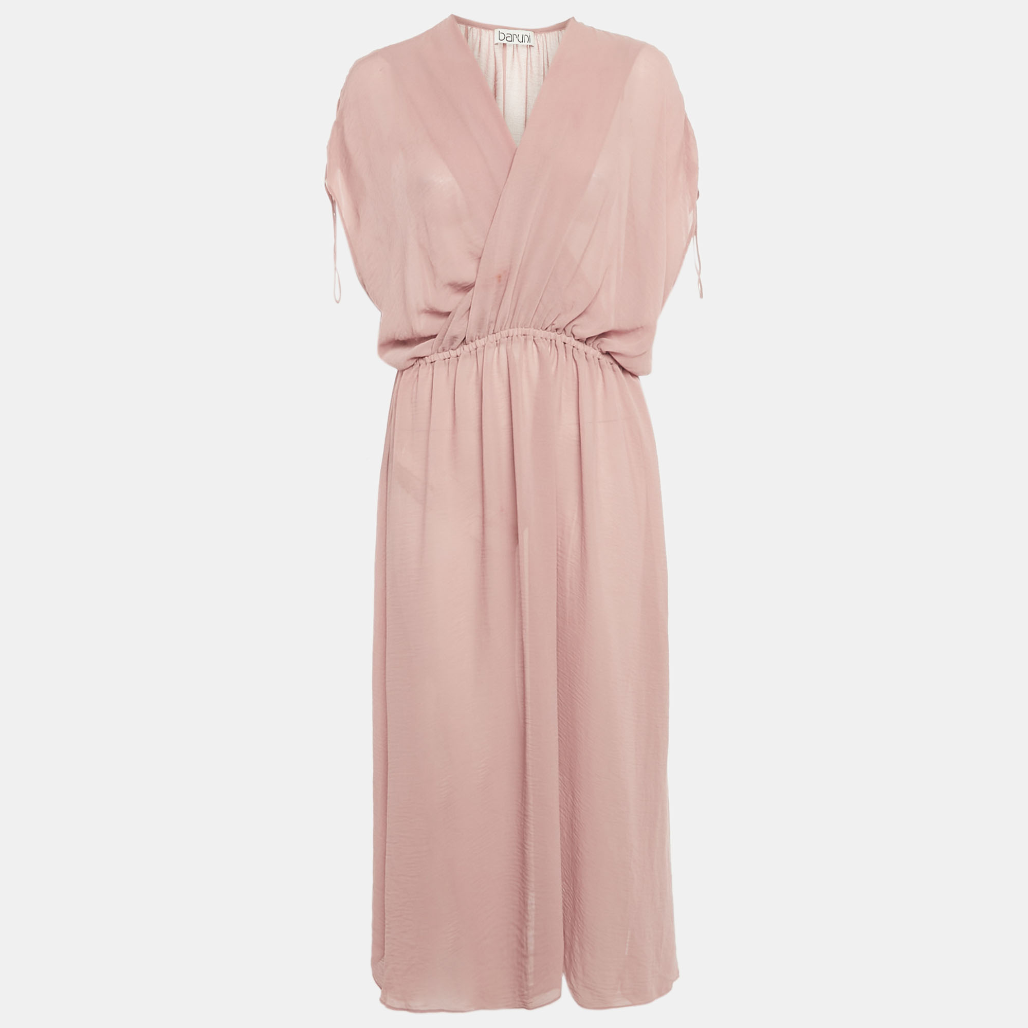 

Baruni Mauve Sheer Crepe Maxi Dress XL, Pink