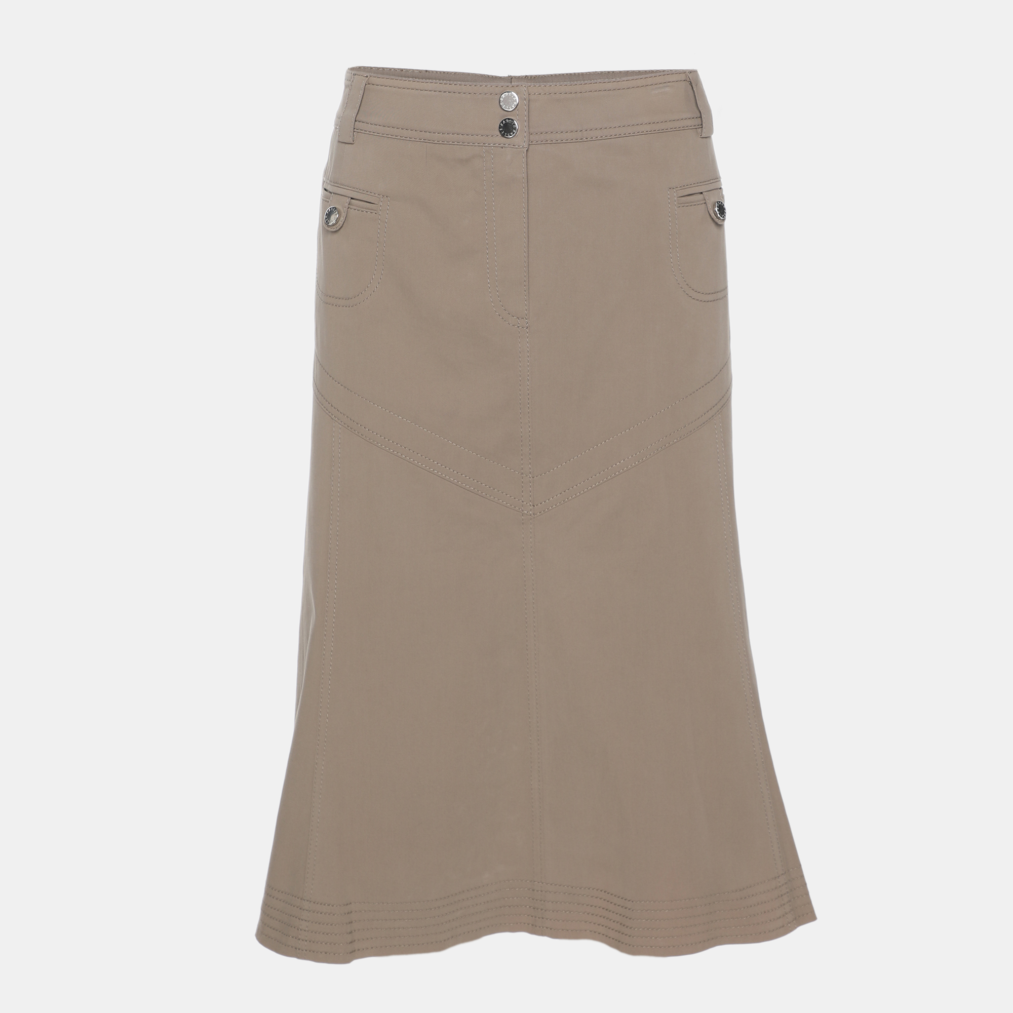 Pre-owned Basler Weekend By Khaki Stretch Cotton Midi Skirt Xxl In Sand
