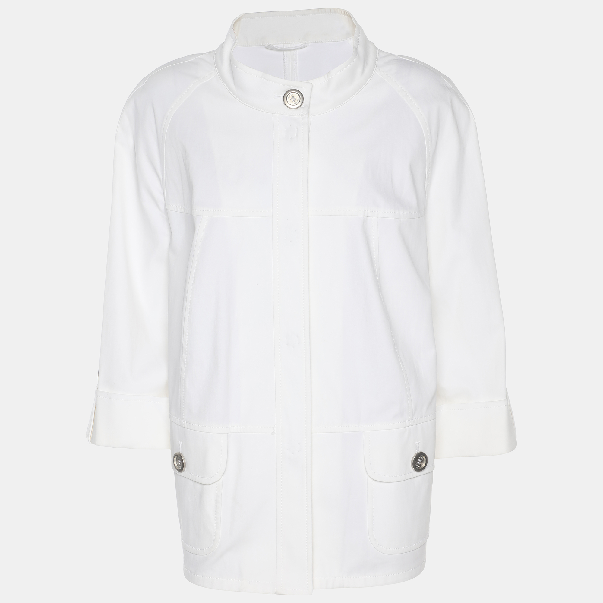 

Weekend Basler White Stretch Cotton Bell Sleeve Blazer XL