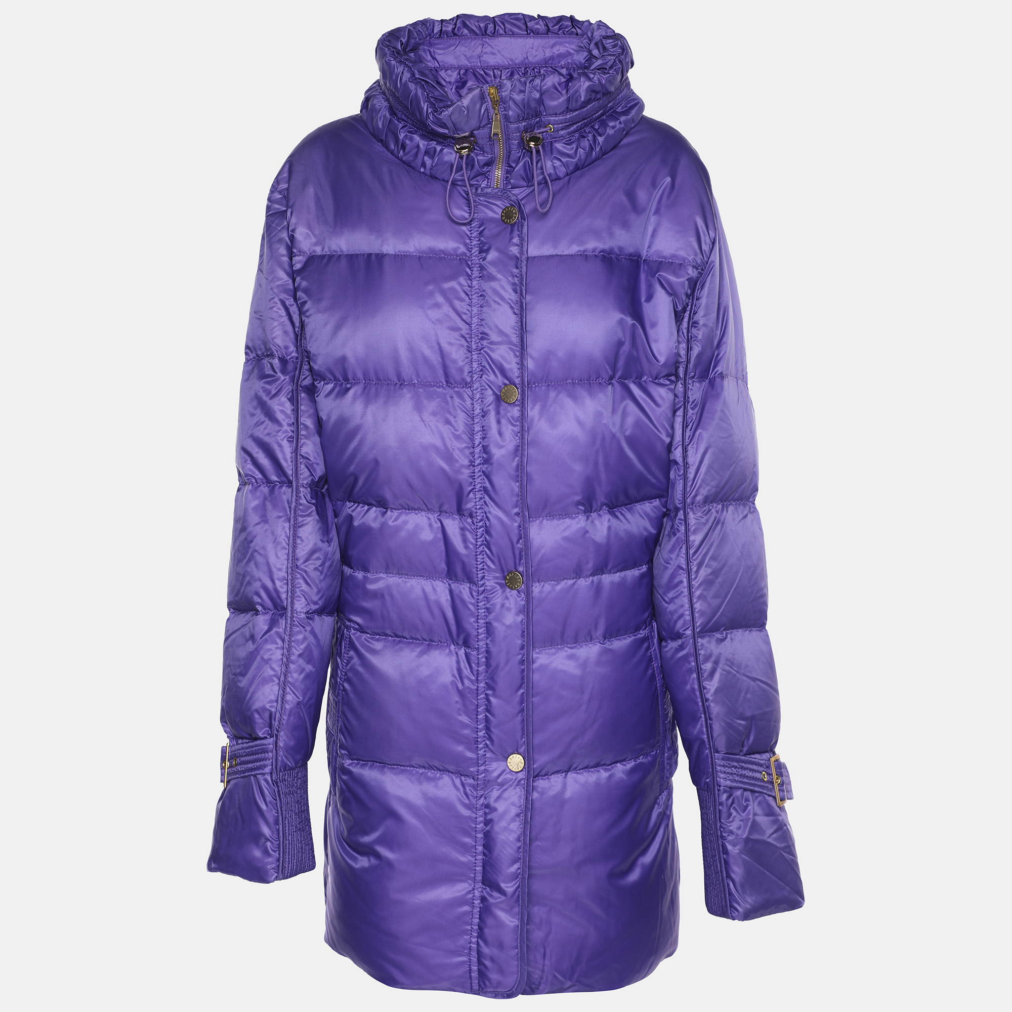 Pre-owned Basler Purple Nylon Puffer Buckle Drawstring Jacket Xl