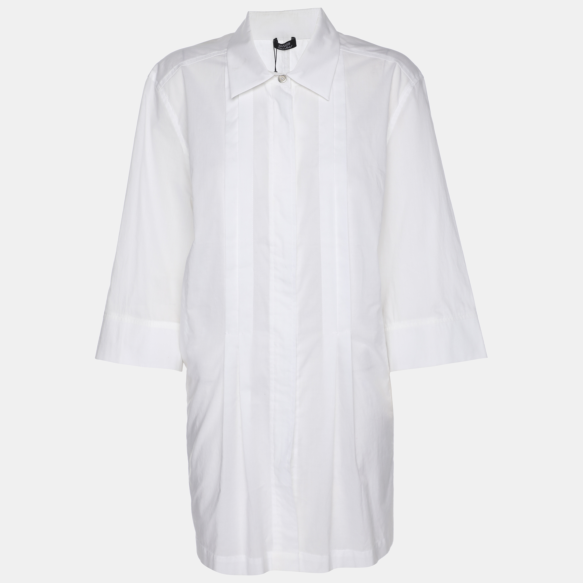 Pre-owned Basler White Cotton Front Zip Short Sleeve Shirt Xl