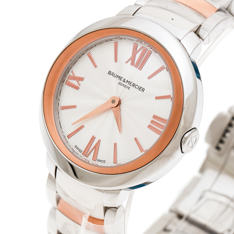 

Baume & Mercier Silver White Stainless Steel And Rose Gold Plated Steel Promesse