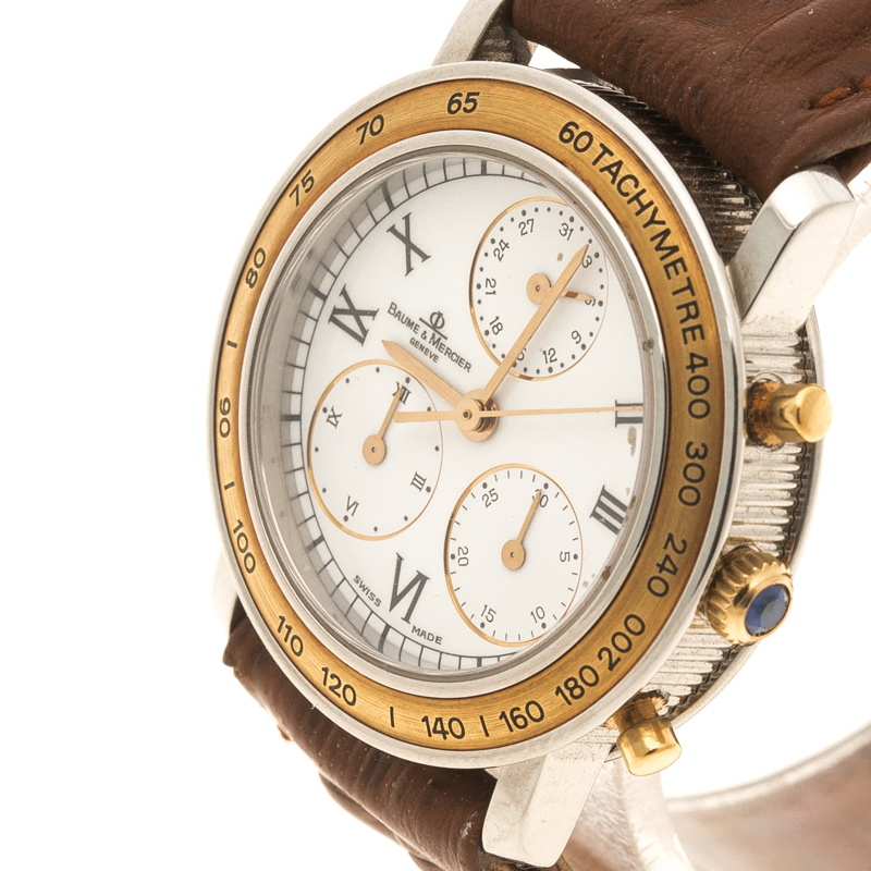 

Baume & Mercier White Stainless Steel Leather Women's Wristwatch