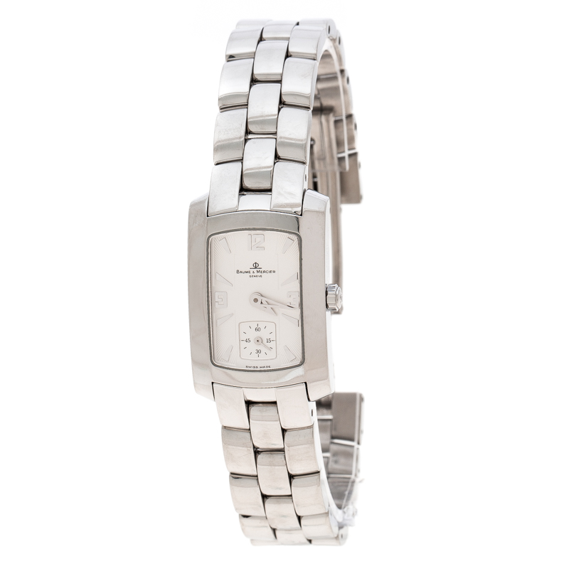 Baume & Mercier White Stainless Steel Hampton Milleis 65309 Women's Wristwatch 22 mm
