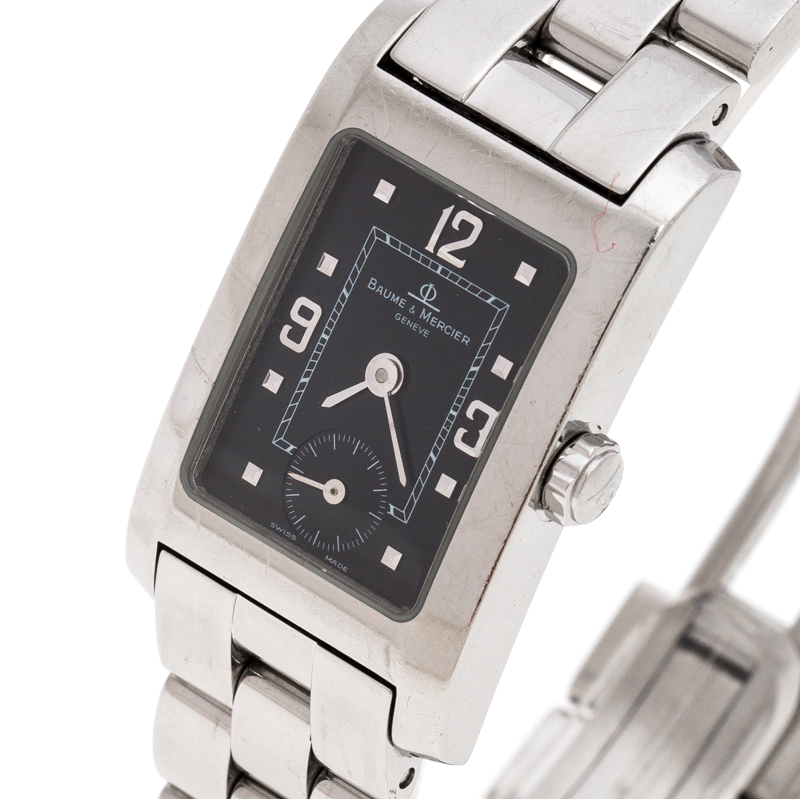 

Baume & Mercier Black Stainless Steel Hampton MV045139 Women's Wristwatch 20 MM, Silver
