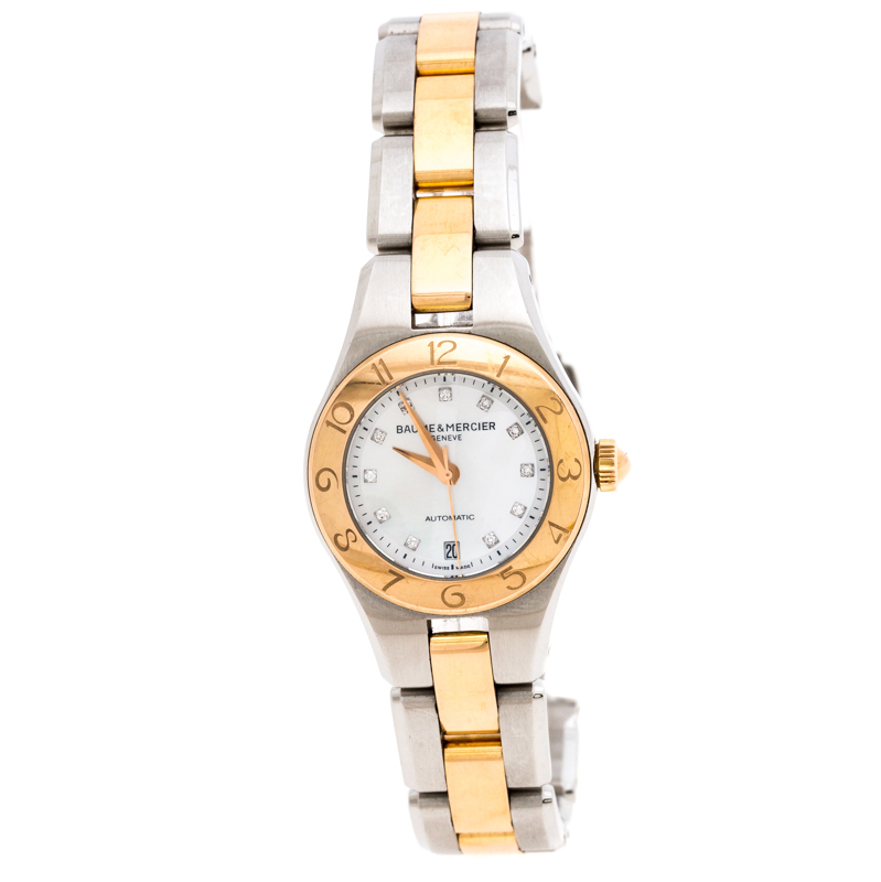 Baume & Mercier Mother of Pearl Two-Tone Stainless Steel Linea 10114 Women's Wristwatch 27 MM