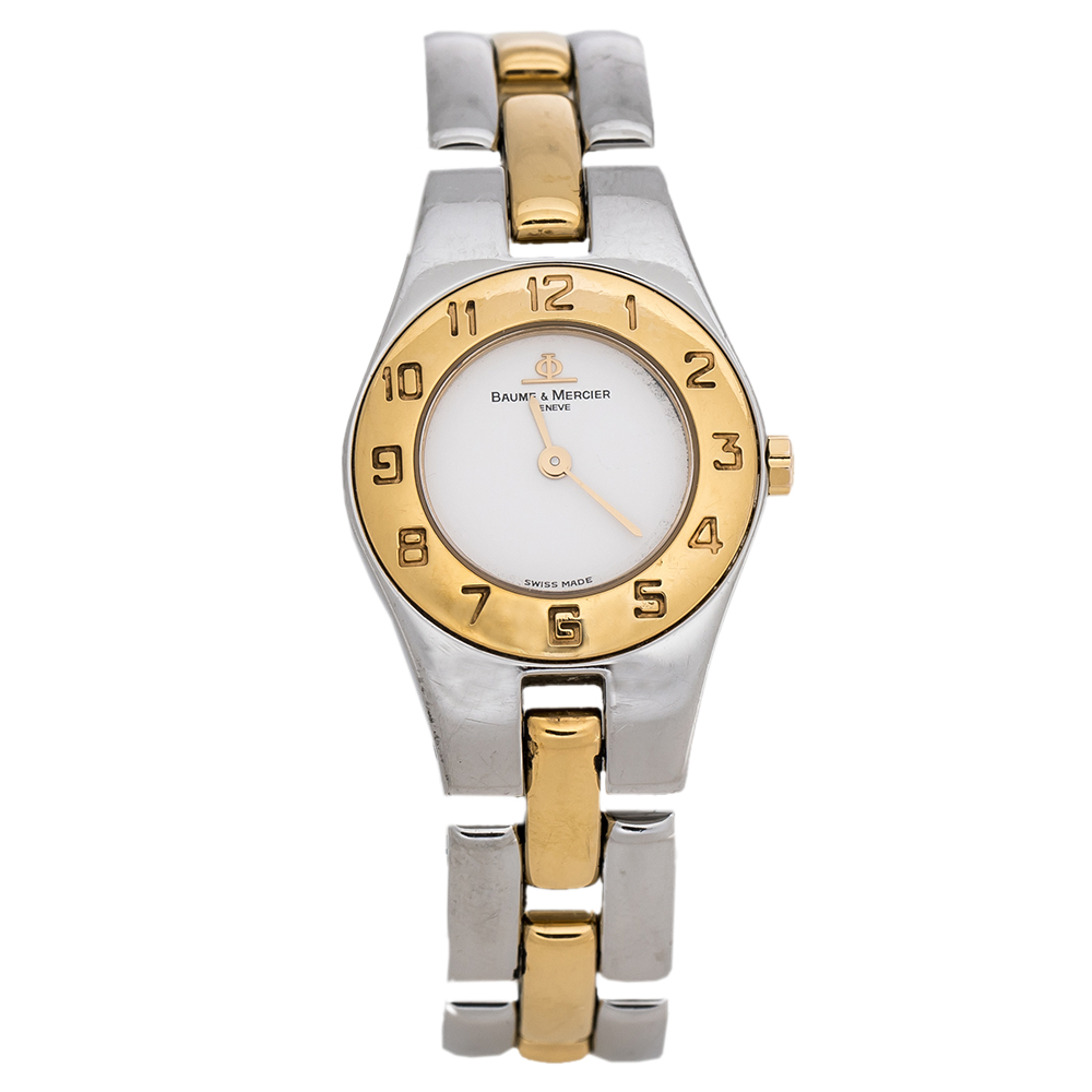 Baume & Mercier White Two-Tone Stainless Steel Linea MV045203 Women's Wristwatch 22 mm