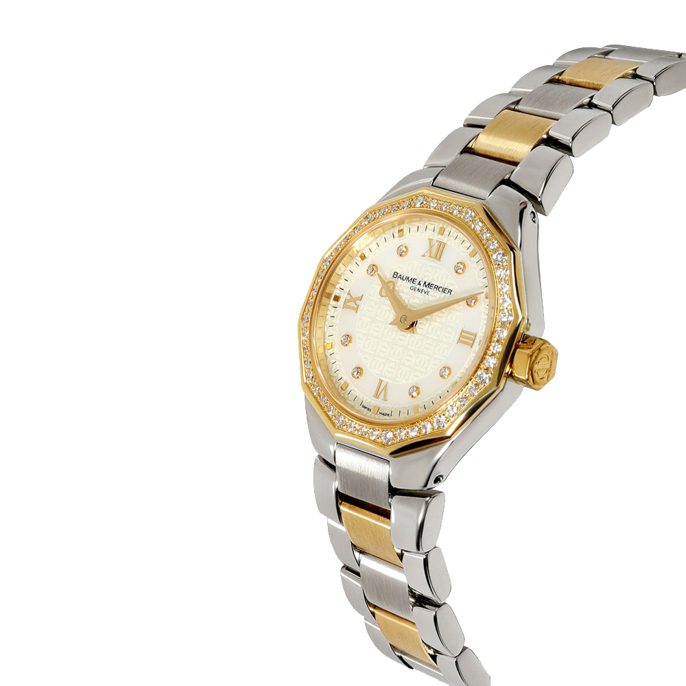 

Baume & Mercier Silver Diamonds 18K Yellow Gold And Stainless Steel Mini Riviera 65508 Women's Wristwatch 22 MM