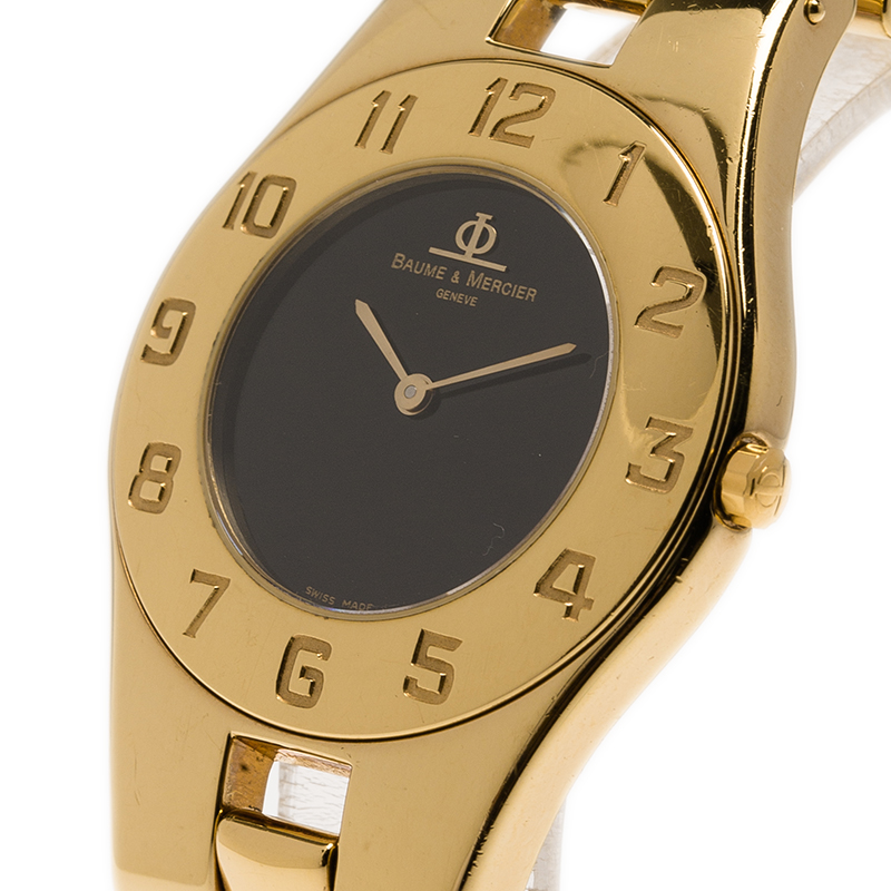 

Baume et Mercier Black Gold-Plated Stainless Steel Linea Women's Wristwatch