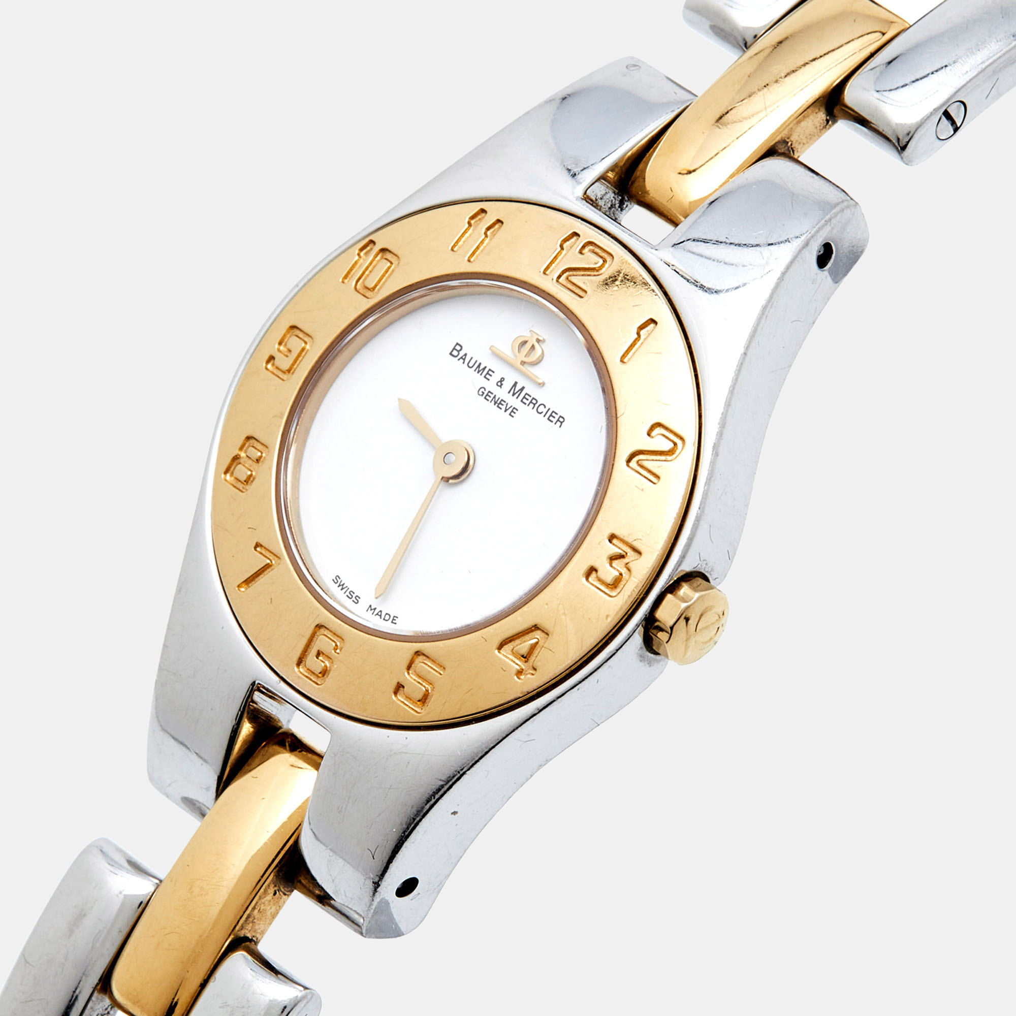 

Baume & Mercier White Two-Tone Stainless Steel Linea MV045203 Women's Wristwatch, Silver