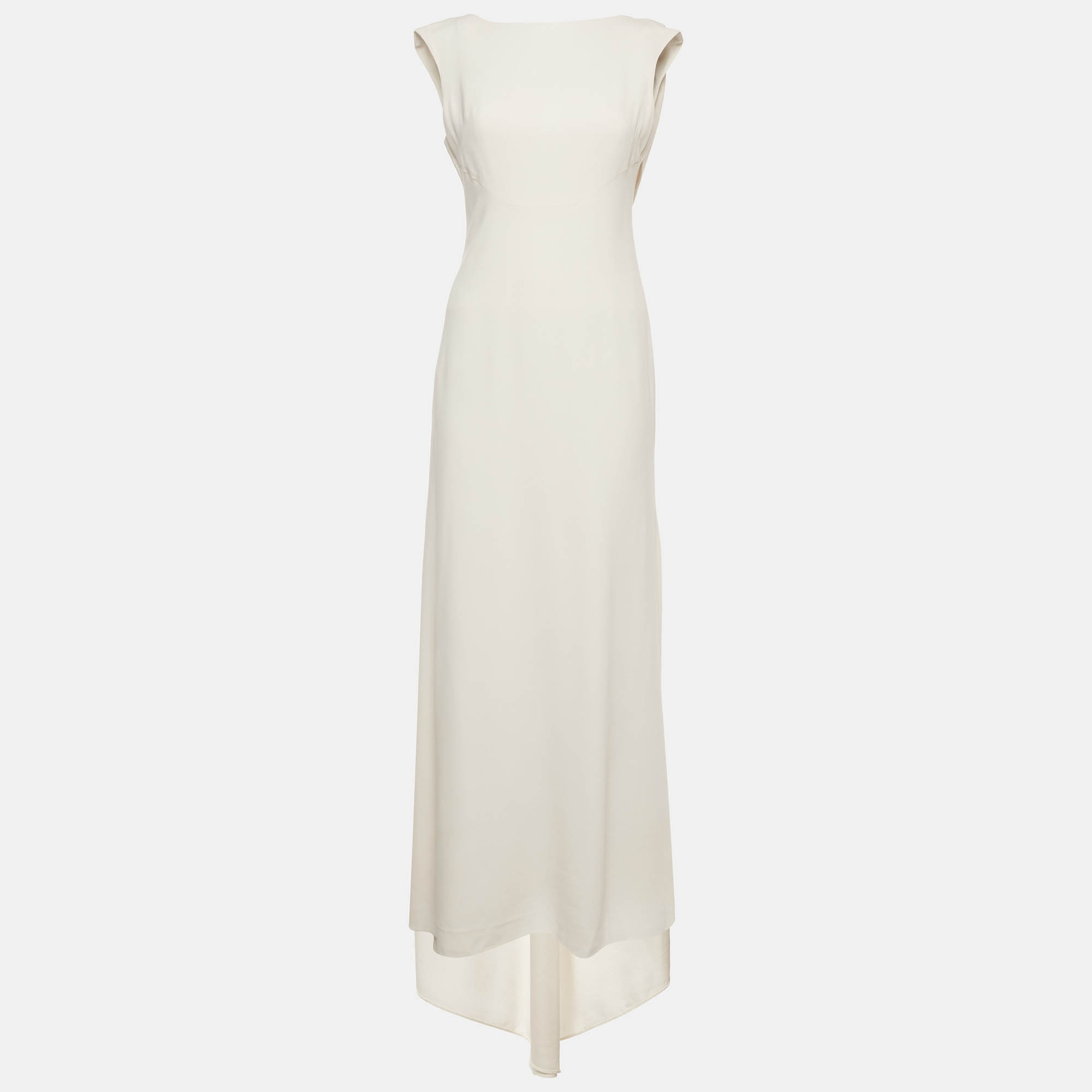 

Bcbgmaxazria White Crepe Back Draped Sleeveless Gown S