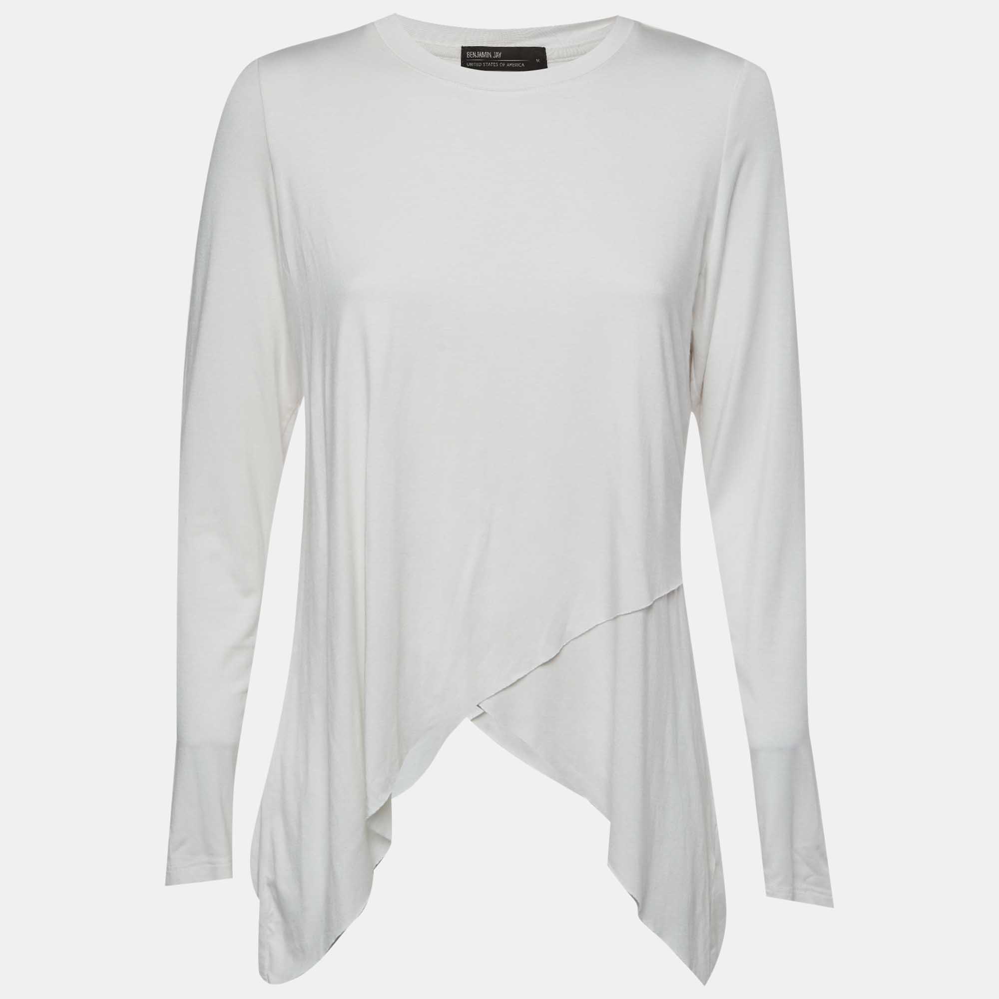 

Benjamin Jay Off White Jersey Asymmetrical Top M