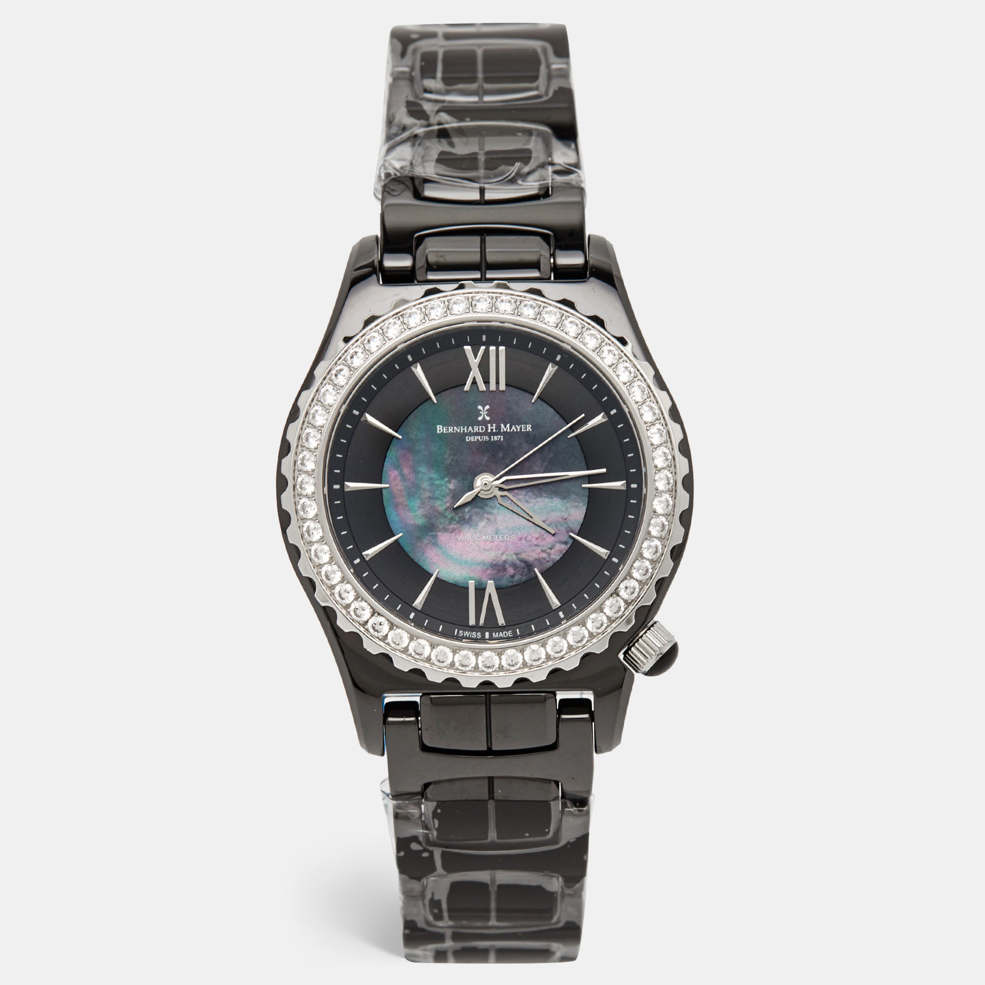 

Bernhard H. Mayer Black Mother Of Pearl Black Ceramic Stainless Steel Circonias La Vida BH17P/CW Women's Wristwatch