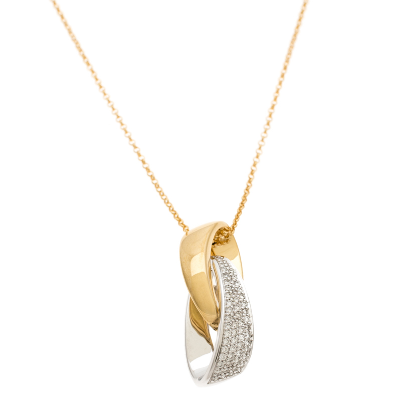 Bernhard H. Mayer Helix Diamond Two Tone 18k Gold Pendant Necklace 