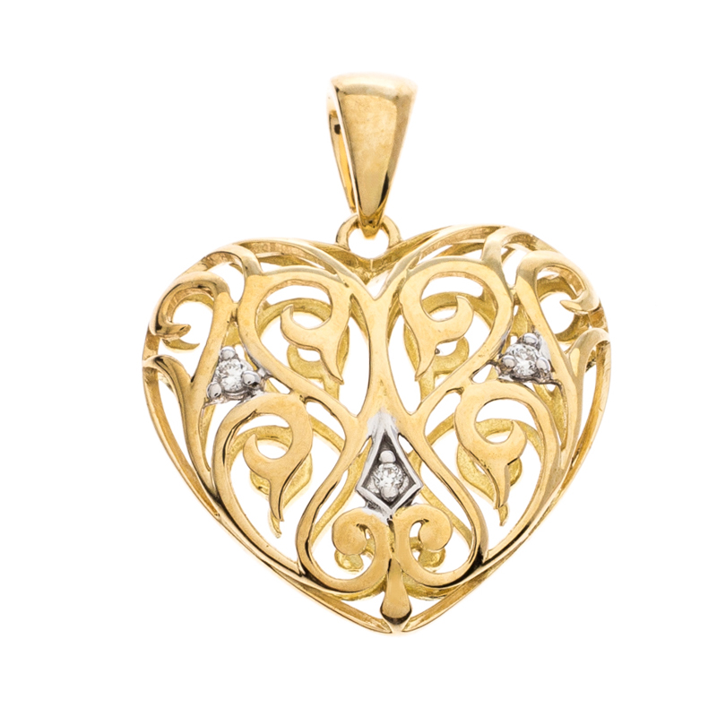 Pre Owned Bernhard H. Mayer Clara Diamond 18K Yellow Gold Heart Pendant